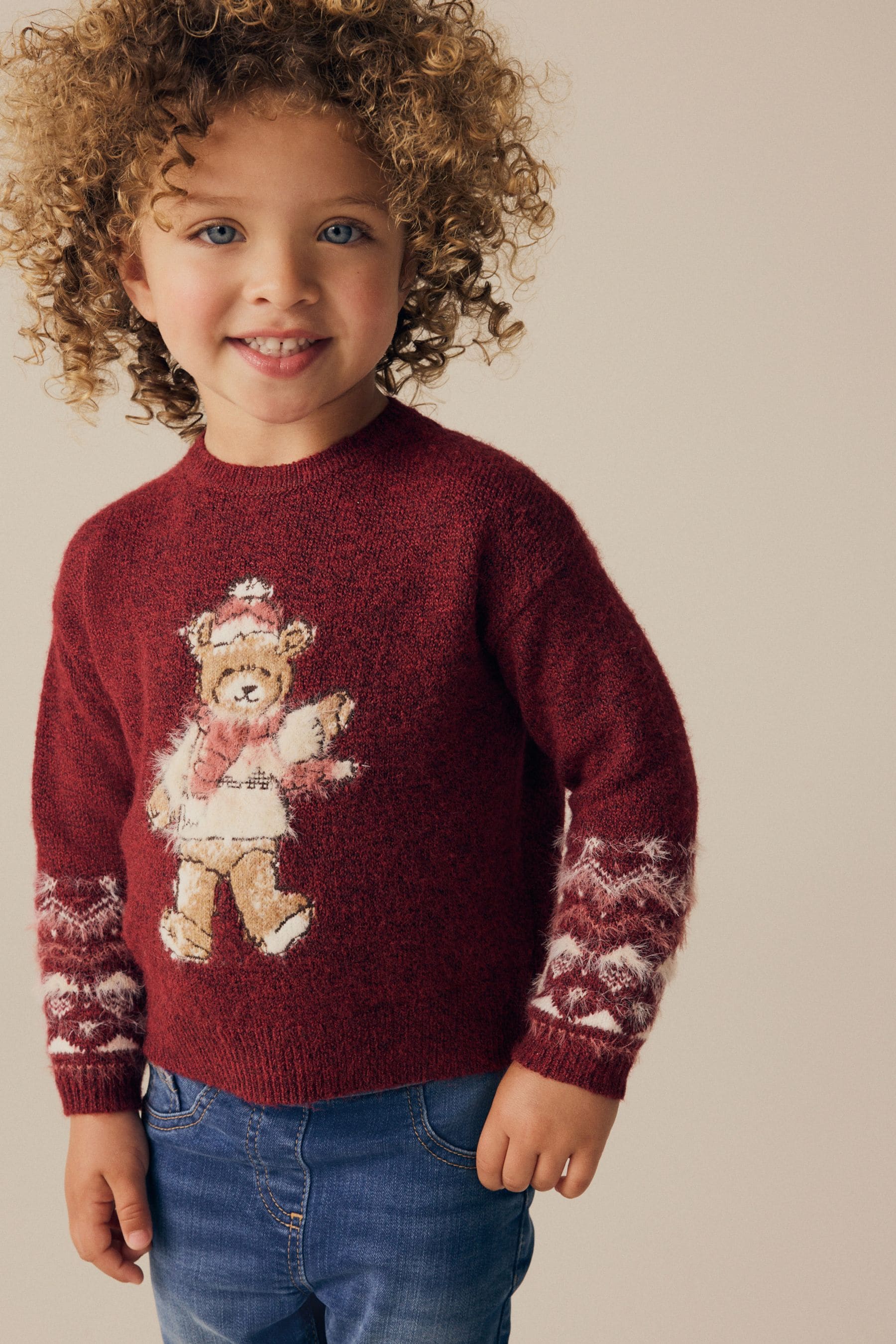 Red Christmas Bear Jumper (3mths-7yrs)