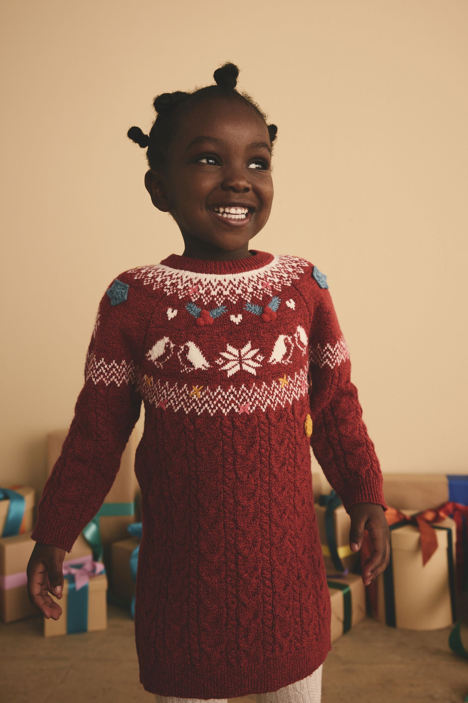 Red Fairisle Christmas Jumper Dress (3mths-7yrs)