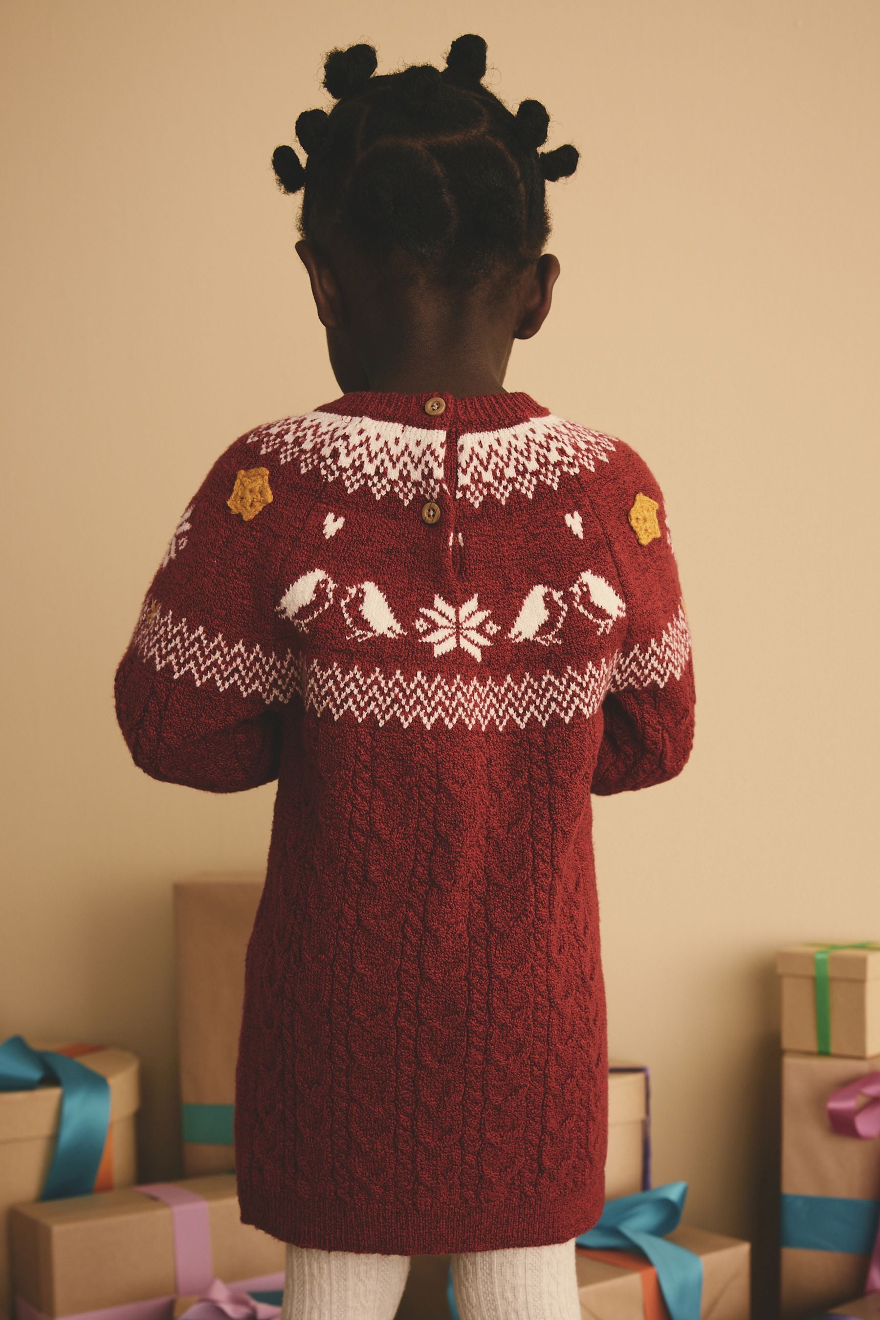 Red Fairisle Christmas Jumper Dress (3mths-7yrs)