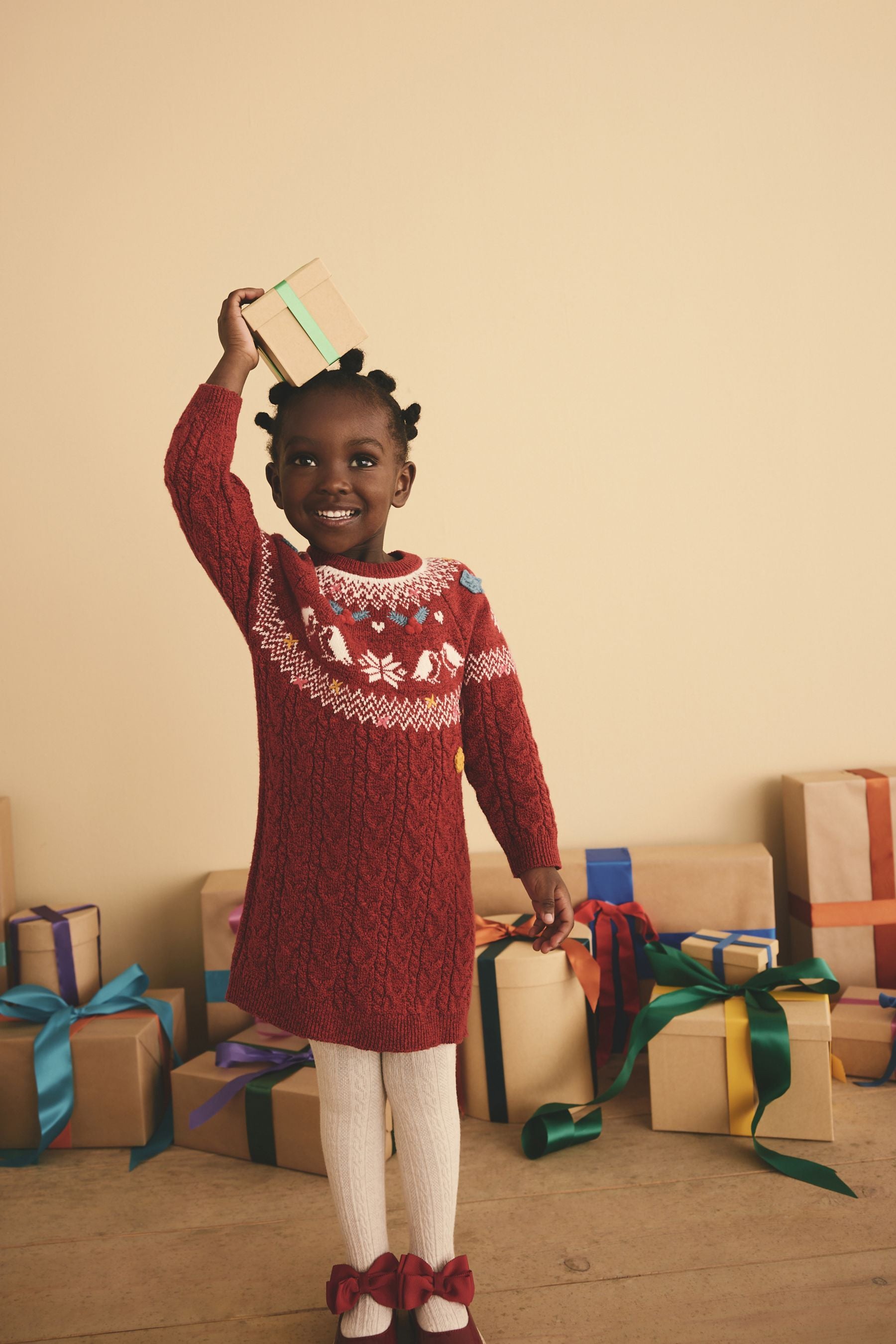 Red Fairisle Christmas Jumper Dress (3mths-7yrs)