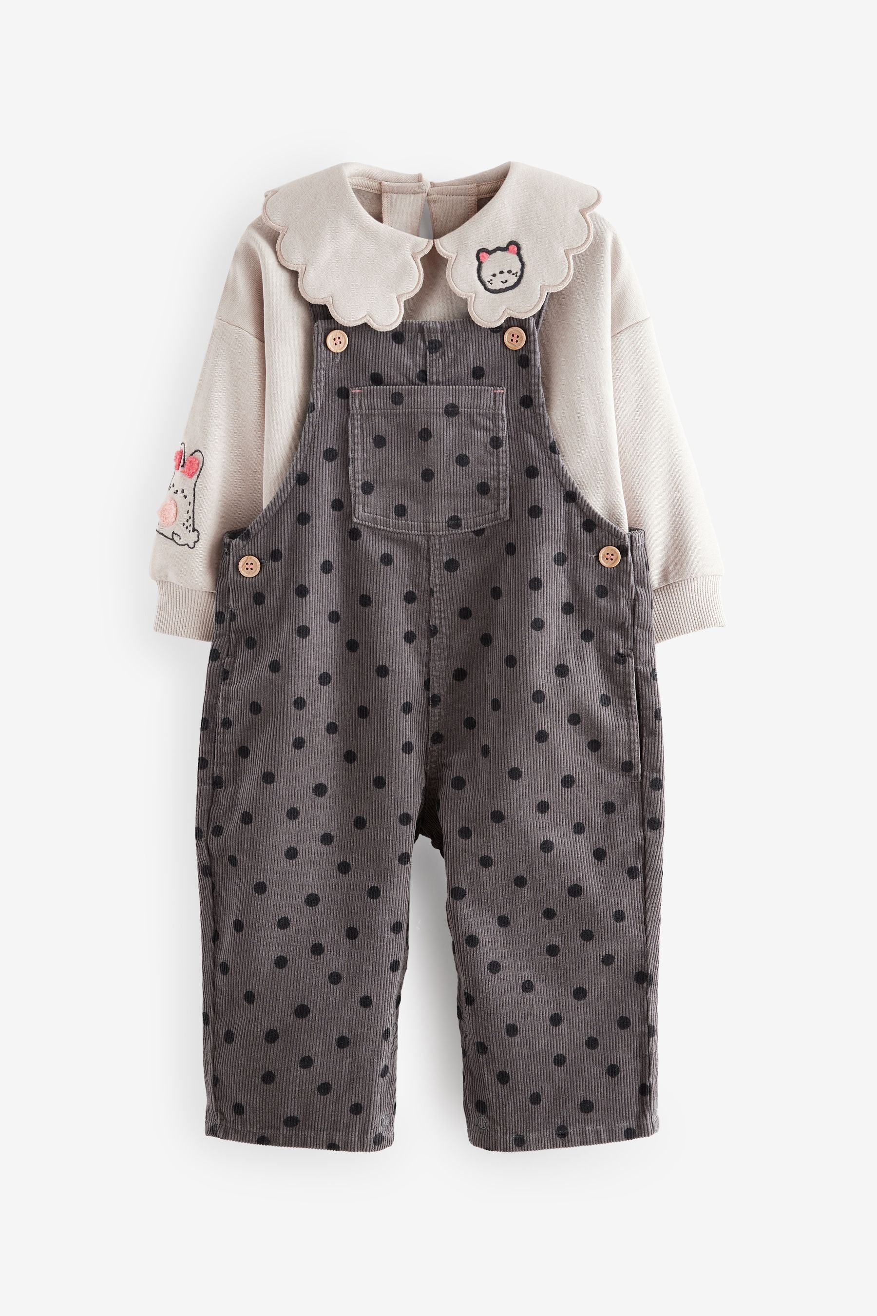 Black/White Co-ord 100% Cotton Dungarees Set (3mths-7yrs)