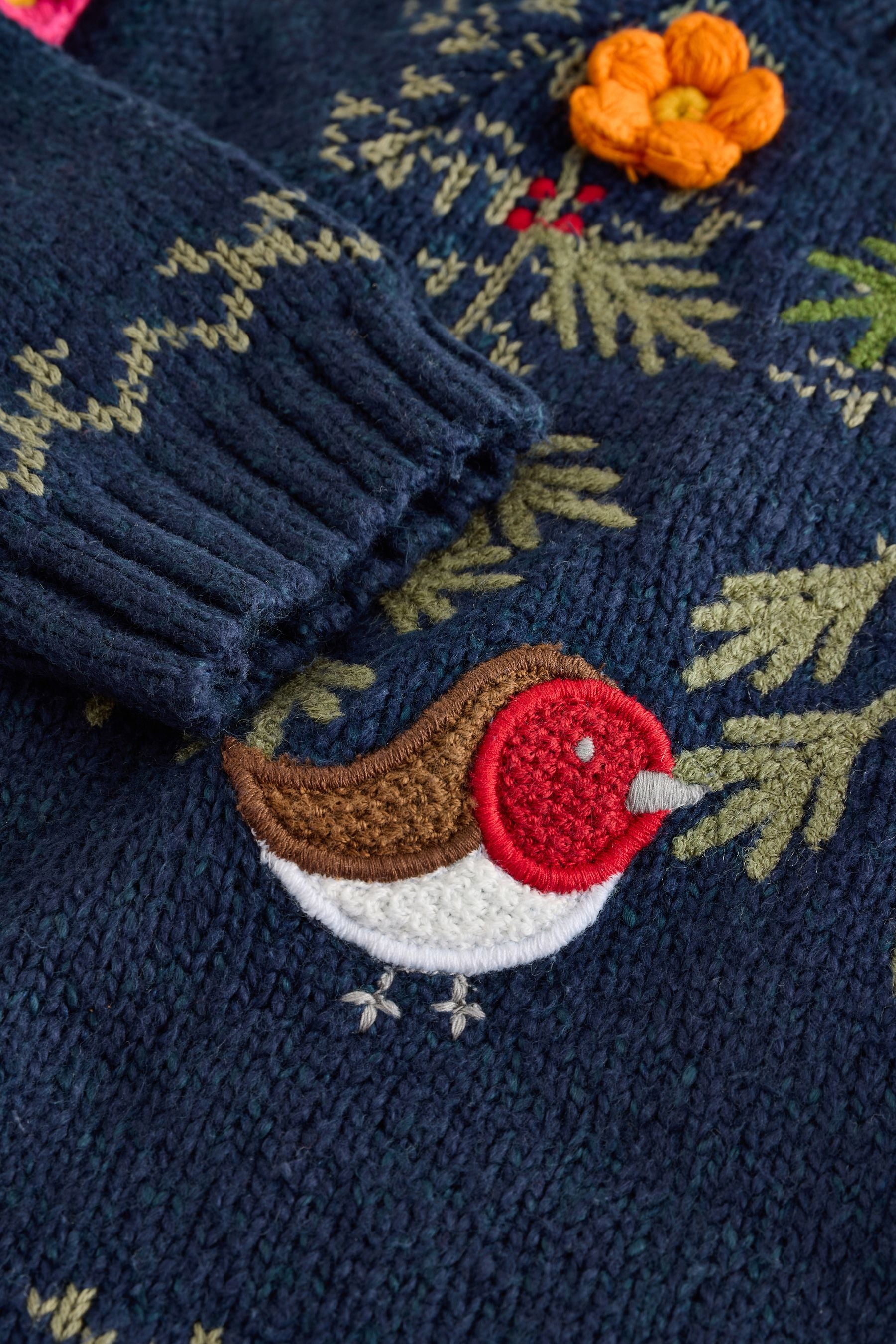 Navy Robin Christmas Jumper (3mths-7yrs)