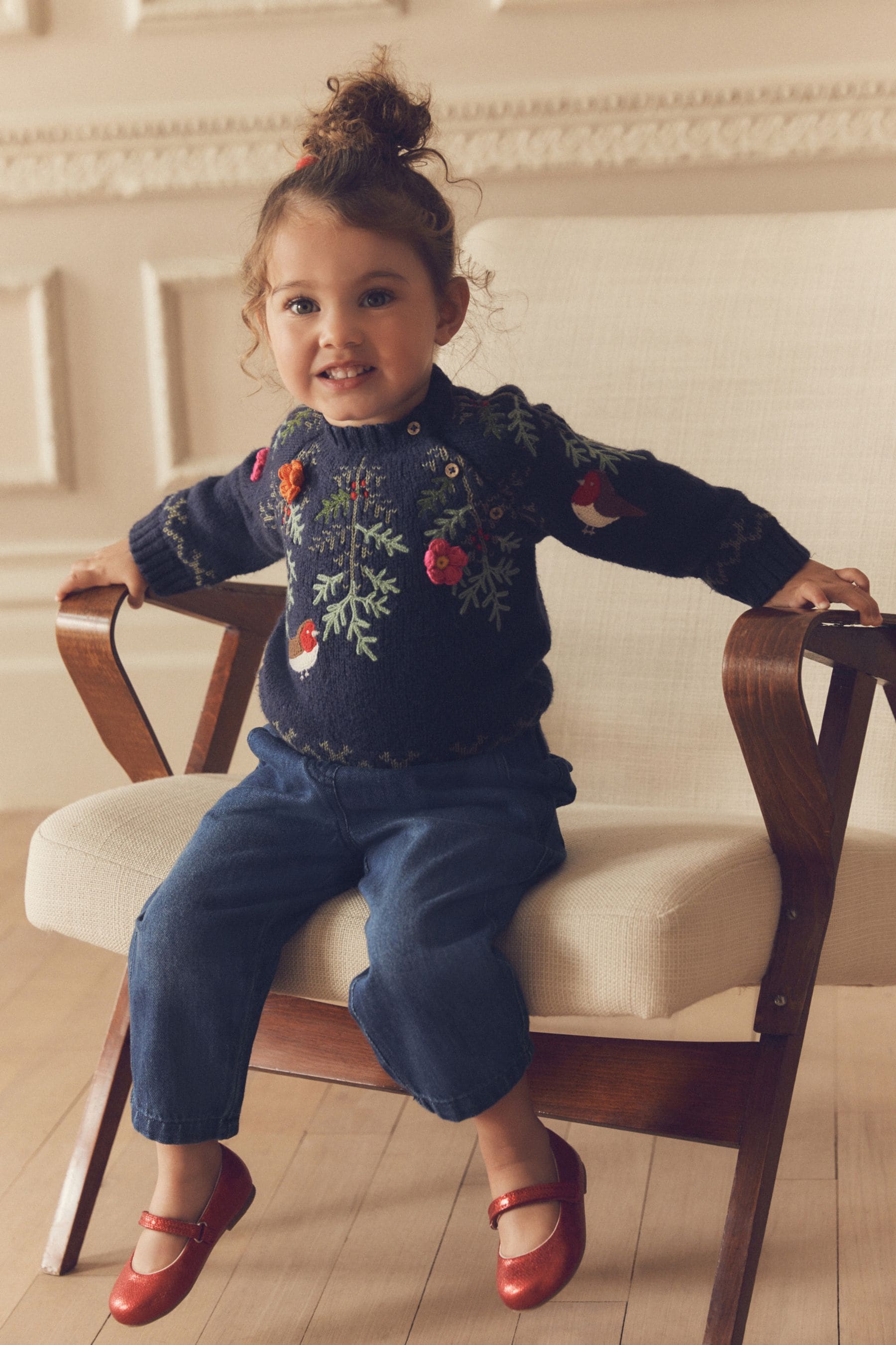 Navy Robin Christmas Jumper (3mths-7yrs)