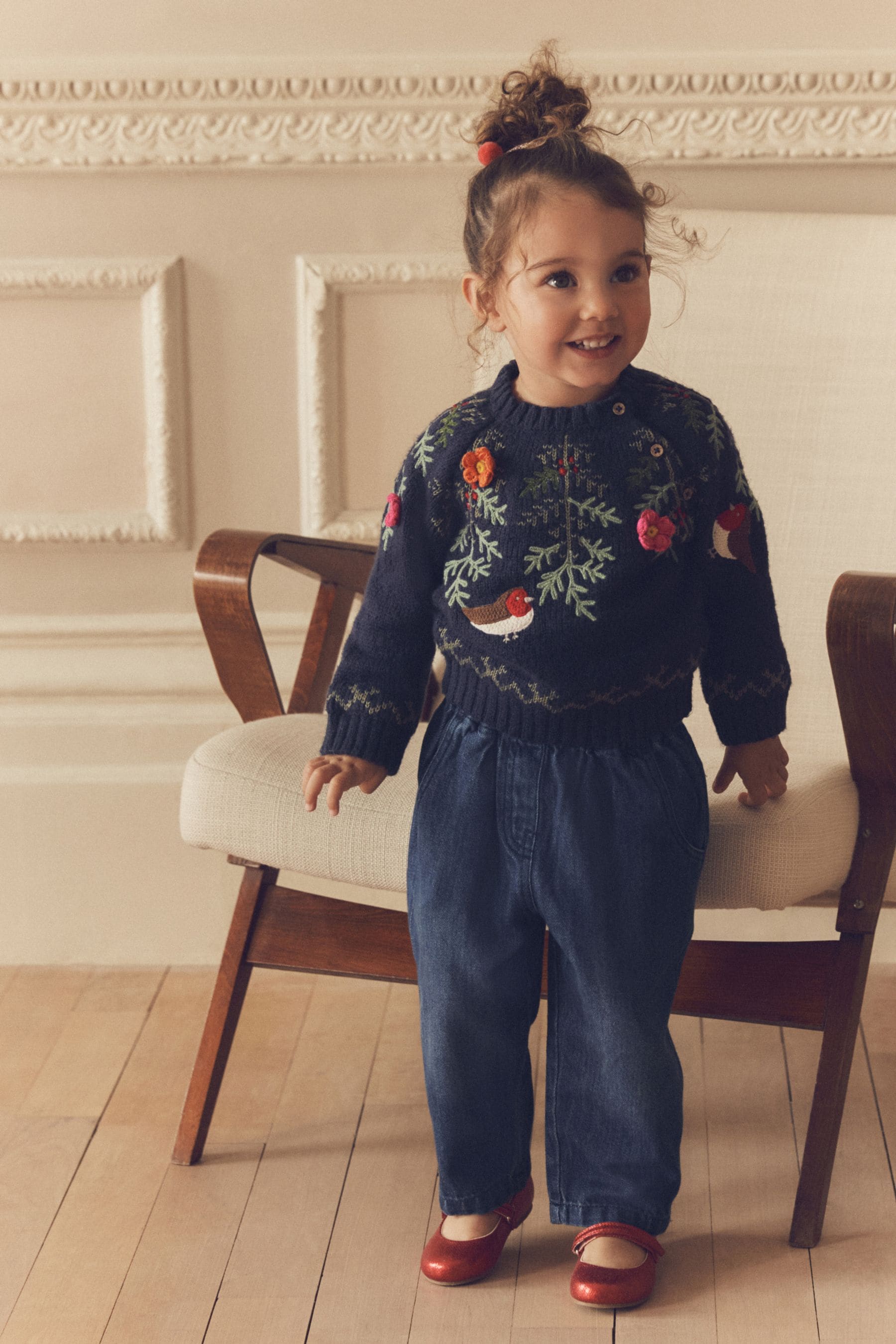 Navy Robin Christmas Jumper (3mths-7yrs)