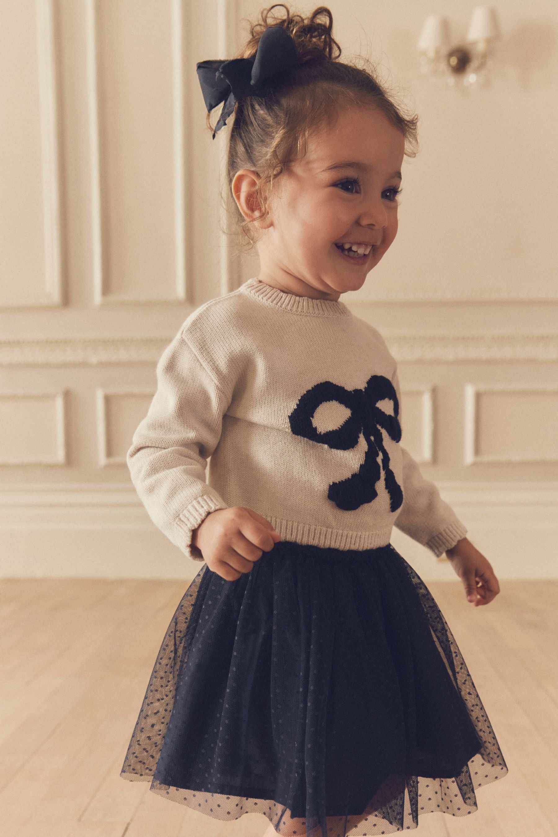 Blue Bow Jumper & Skirt Set (3mths-7yrs)