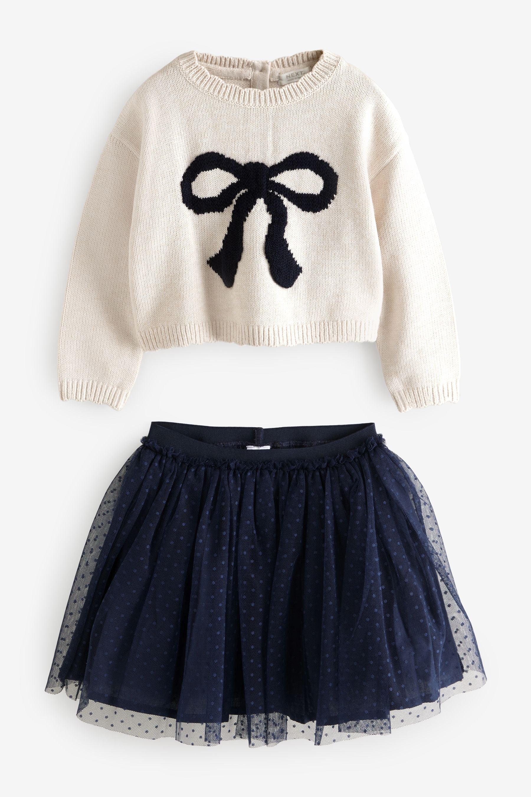 Blue Bow Jumper & Skirt Set (3mths-7yrs)