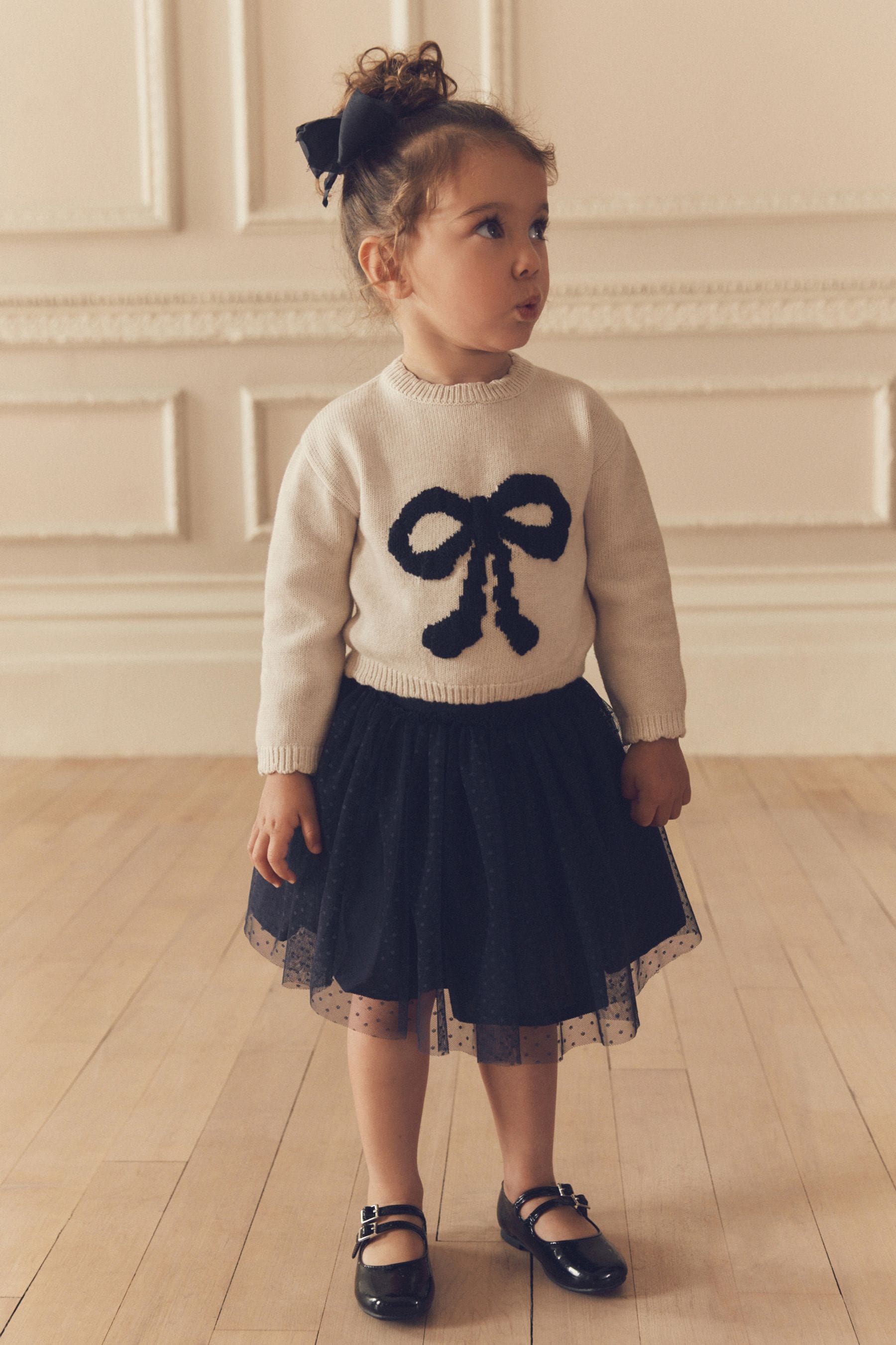 Ecru Bow Jumper & Skirt Set (3mths-7yrs)