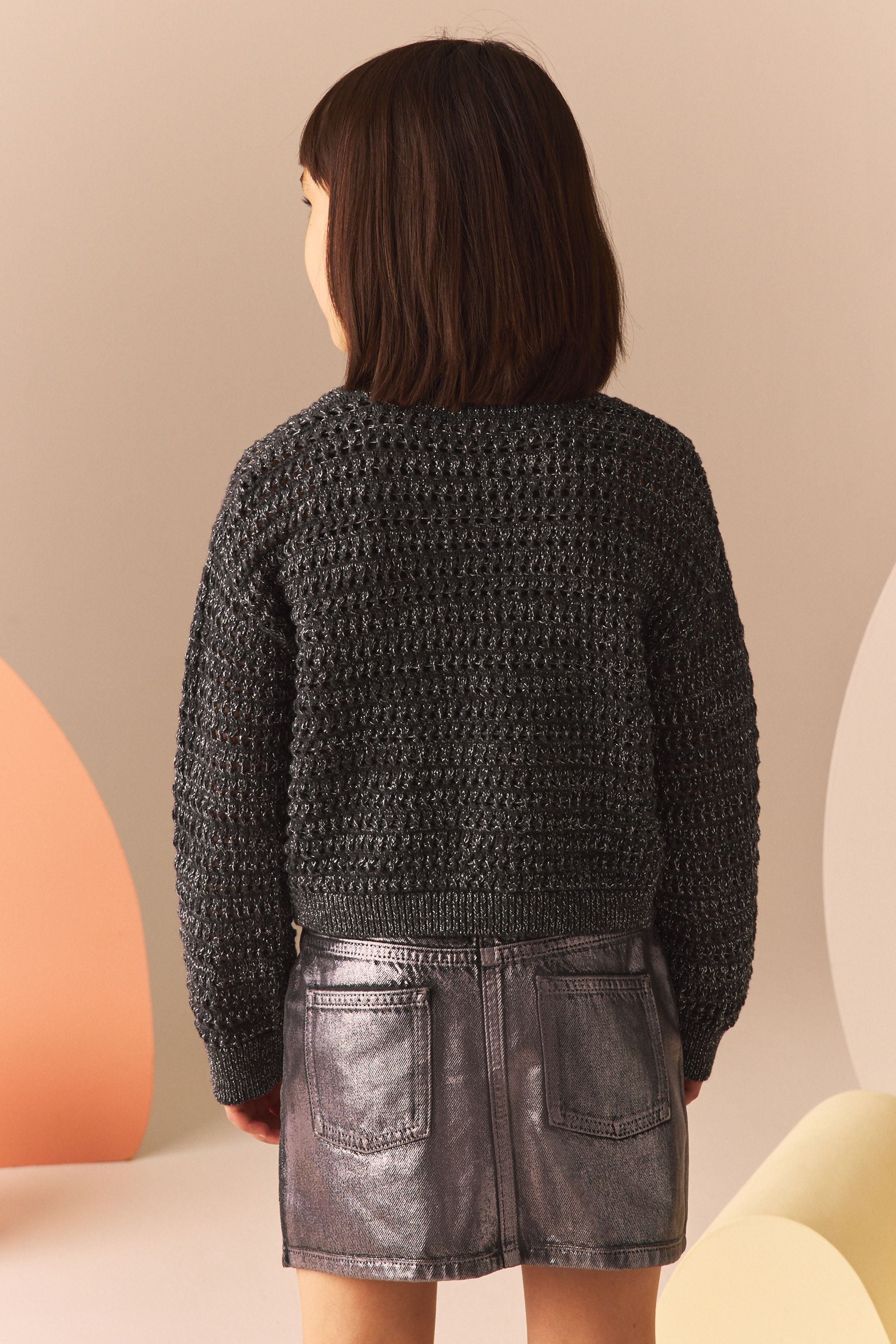 Charcoal Grey Metallic Jumper (3-16yrs)