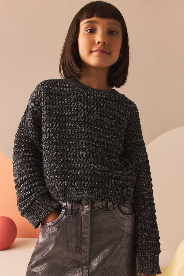 Charcoal Grey Metallic Jumper (3-16yrs)