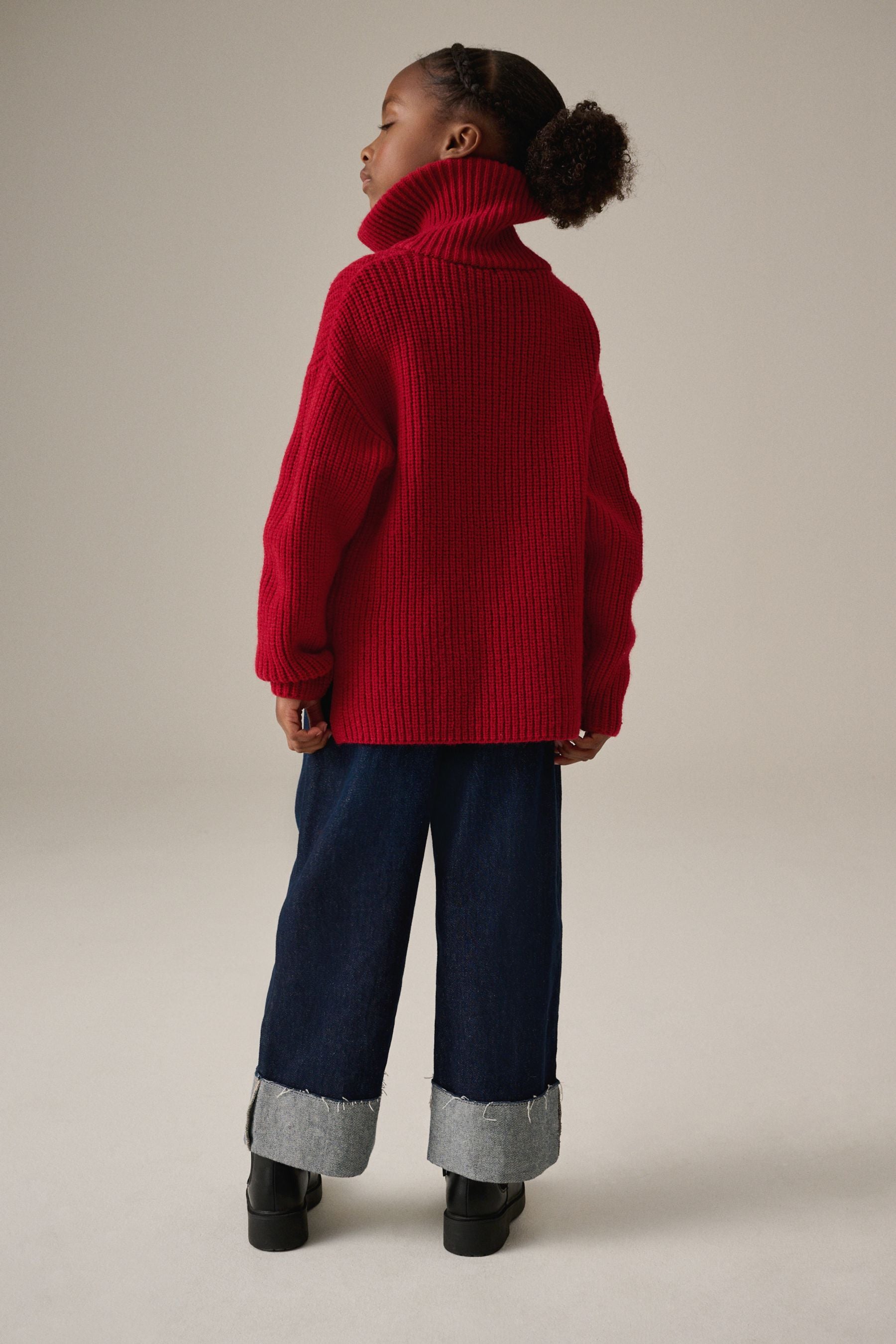 Red Zip Neck Jumper (3-16yrs)