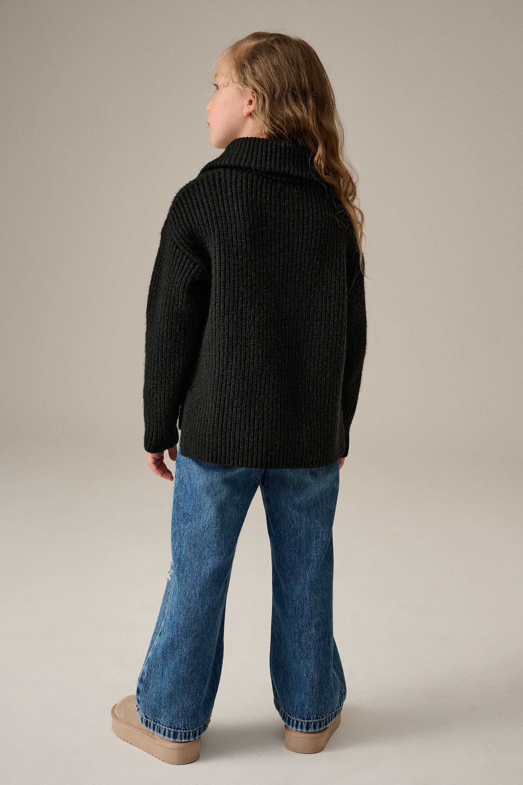 Black Zip Neck Jumper (3-16yrs)