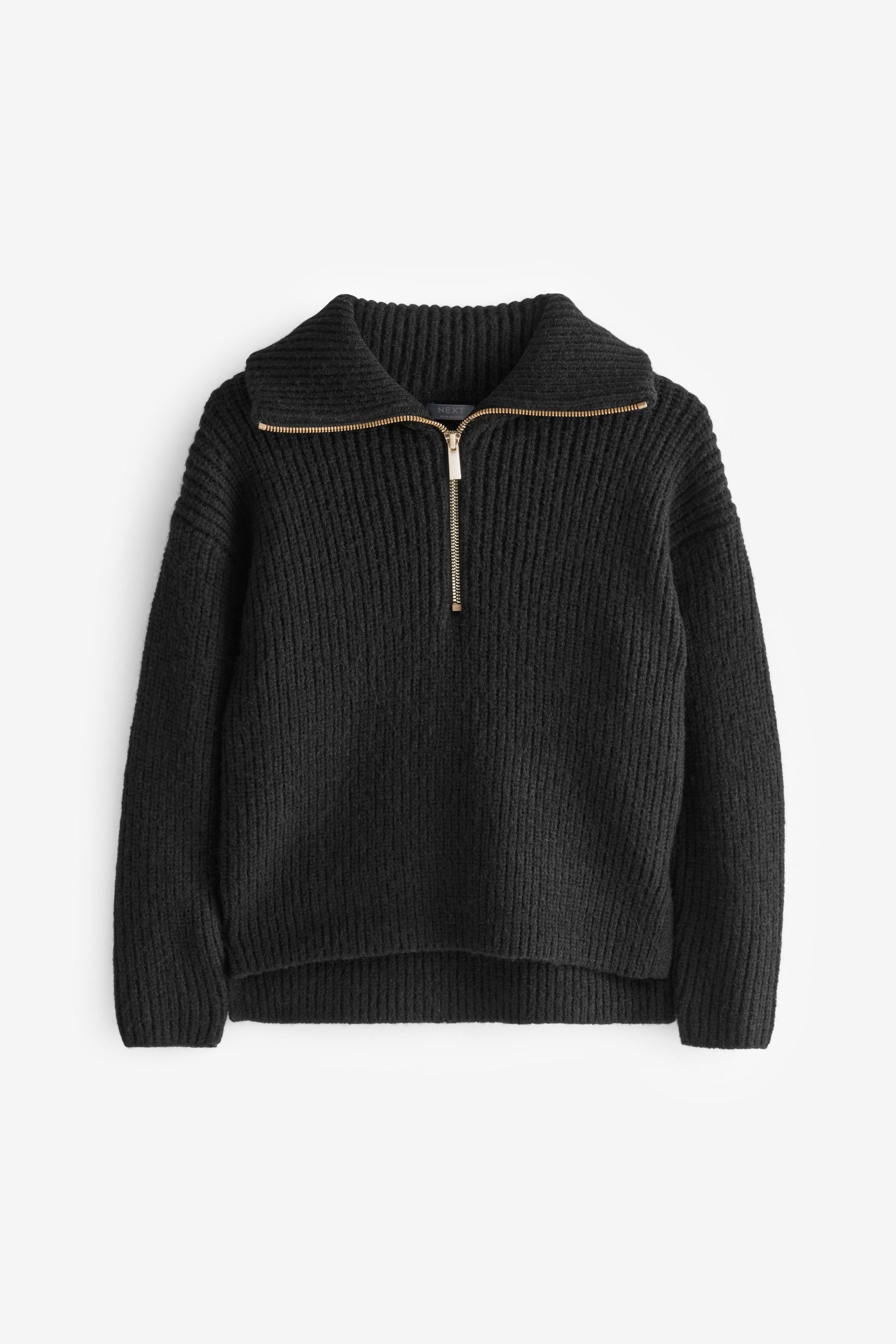 Black Zip Neck Jumper (3-16yrs)