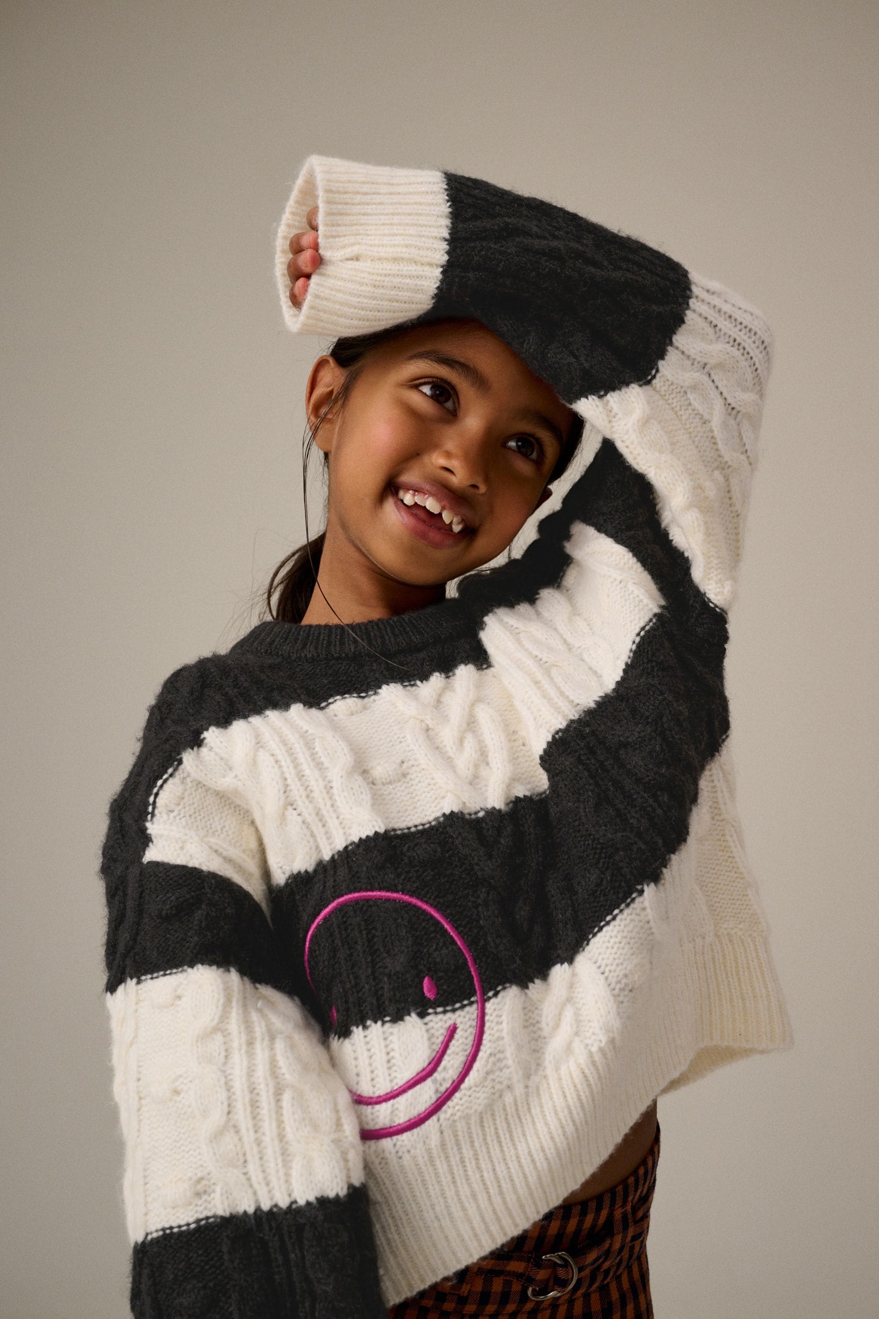 Black/White Cable Boxy Jumper (3-16yrs)