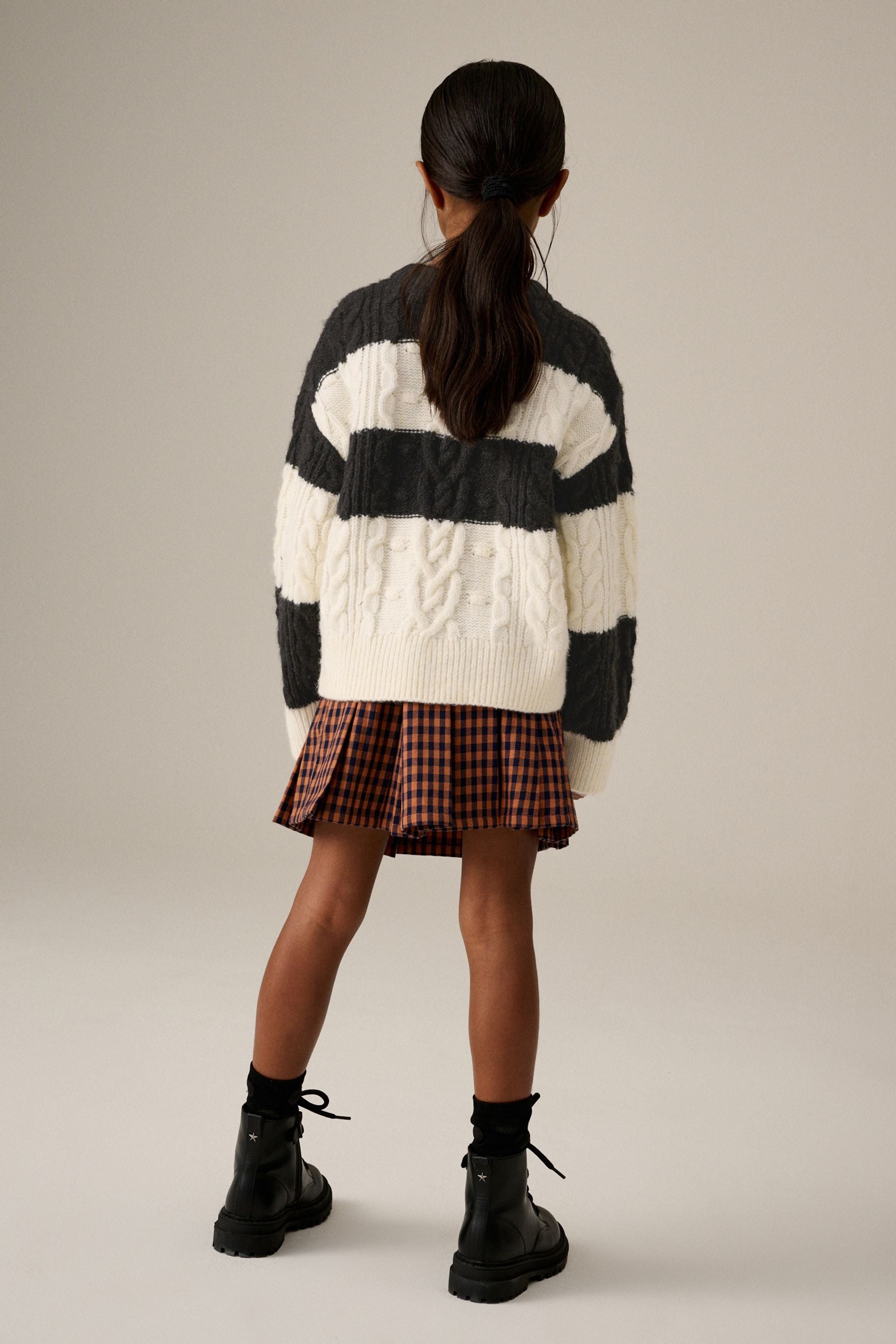 Black/White Cable Boxy Jumper (3-16yrs)