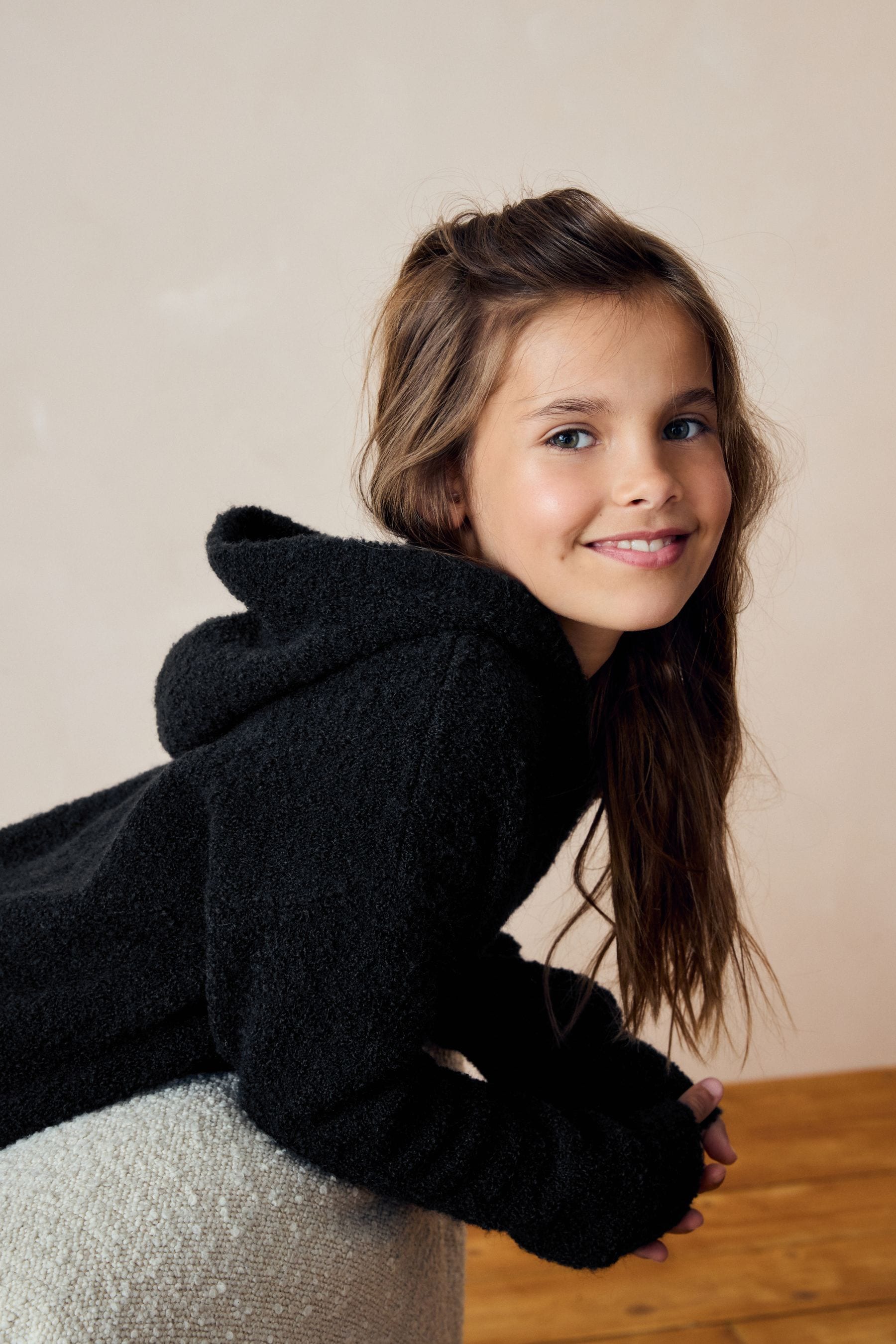 Black Hooded Jumper Dress (3-16yrs)