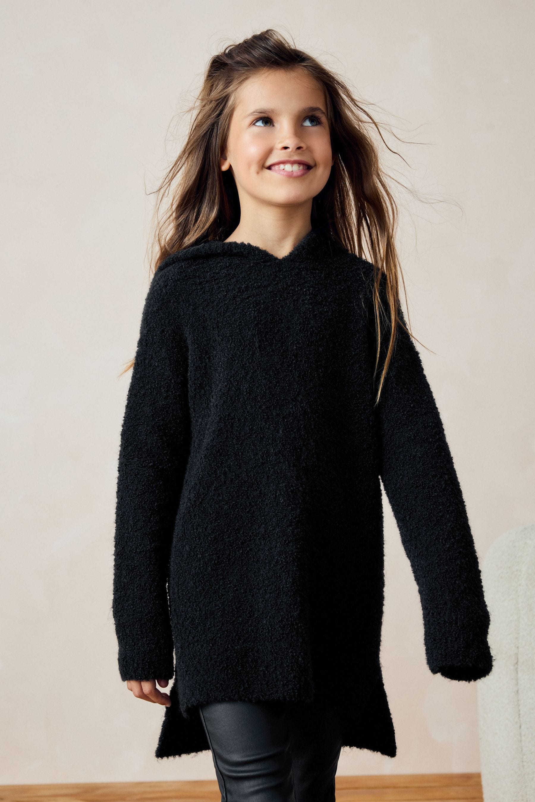 Black Hooded Jumper Dress (3-16yrs)