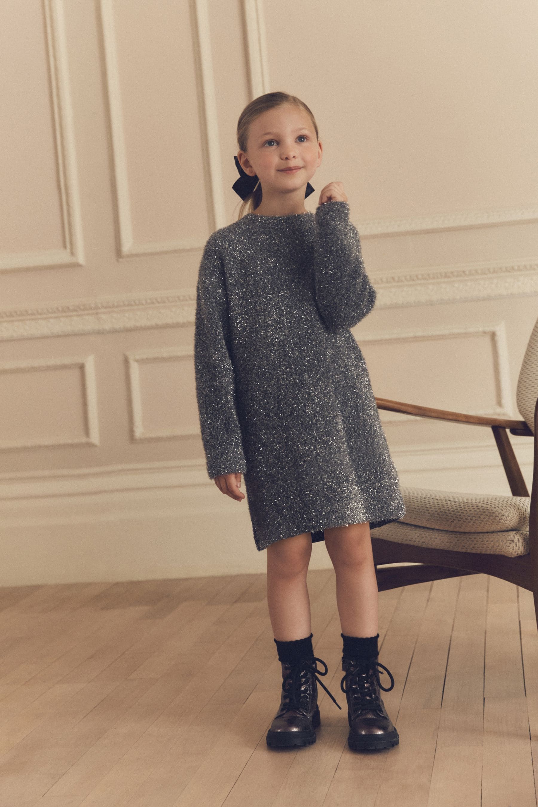 Charcoal Grey Sparkle Jumper Dress (3-16yrs)