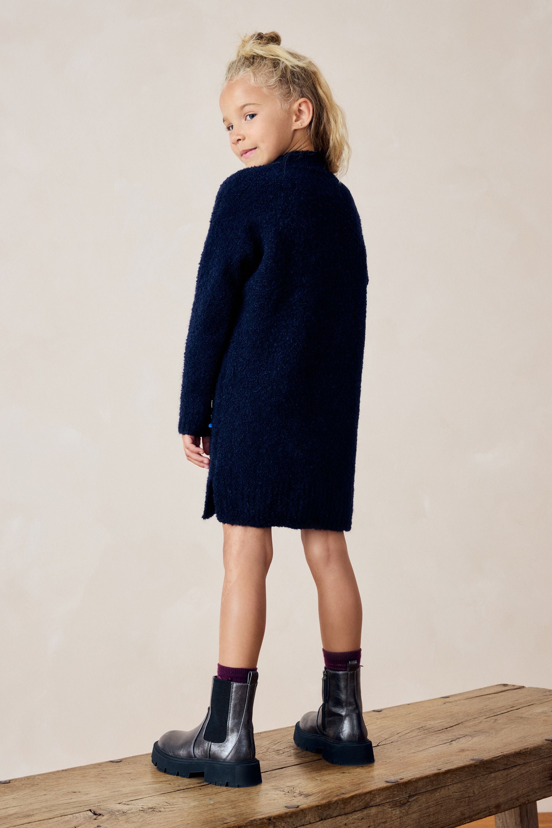 Navy Sequin Jumper Dress (3-16yrs)