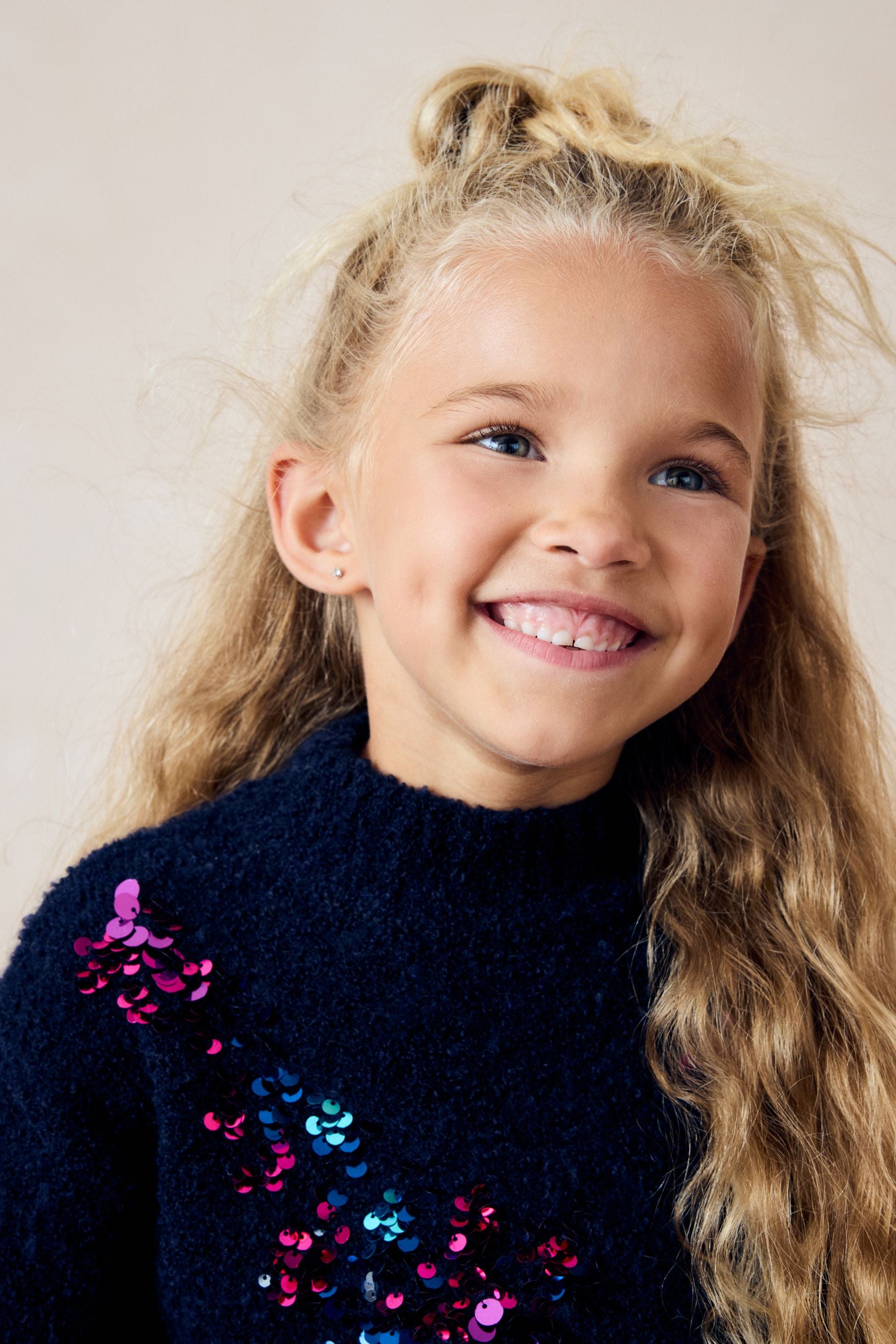 Navy Sequin Jumper Dress (3-16yrs)