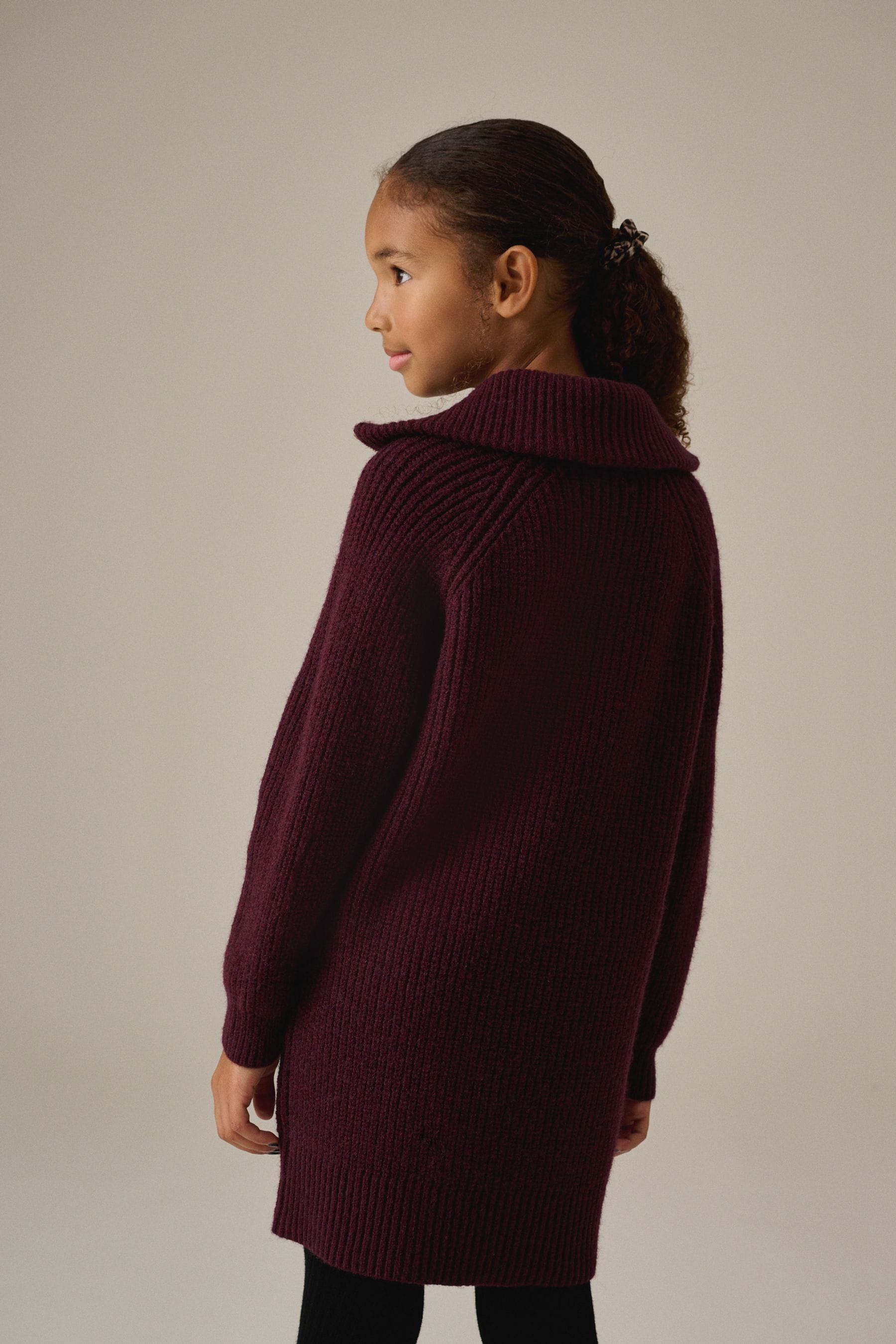 Burgundy Zip Jumper Dress (3-16yrs)