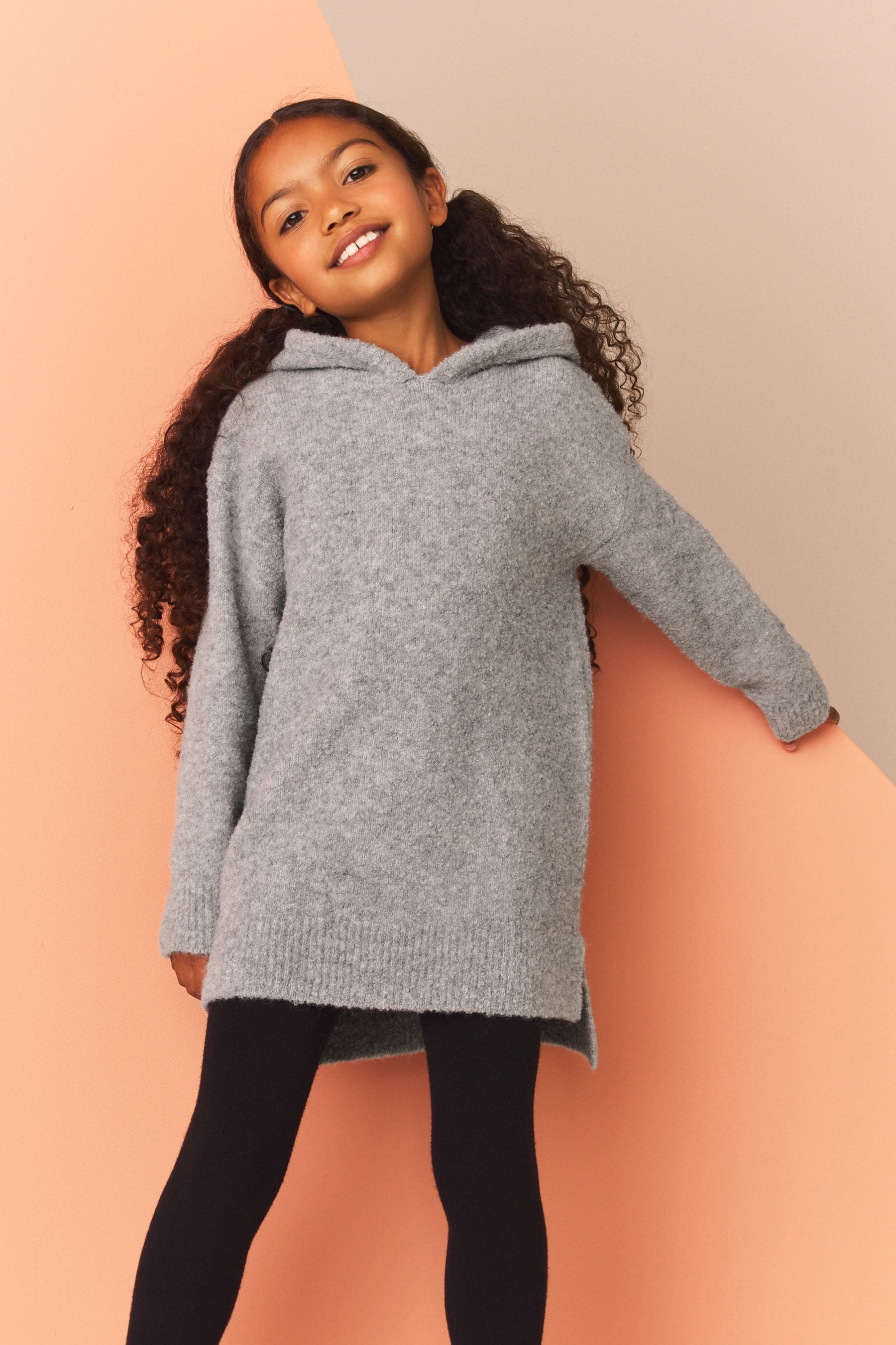 Grey Hooded Jumper Dress (3-16yrs)