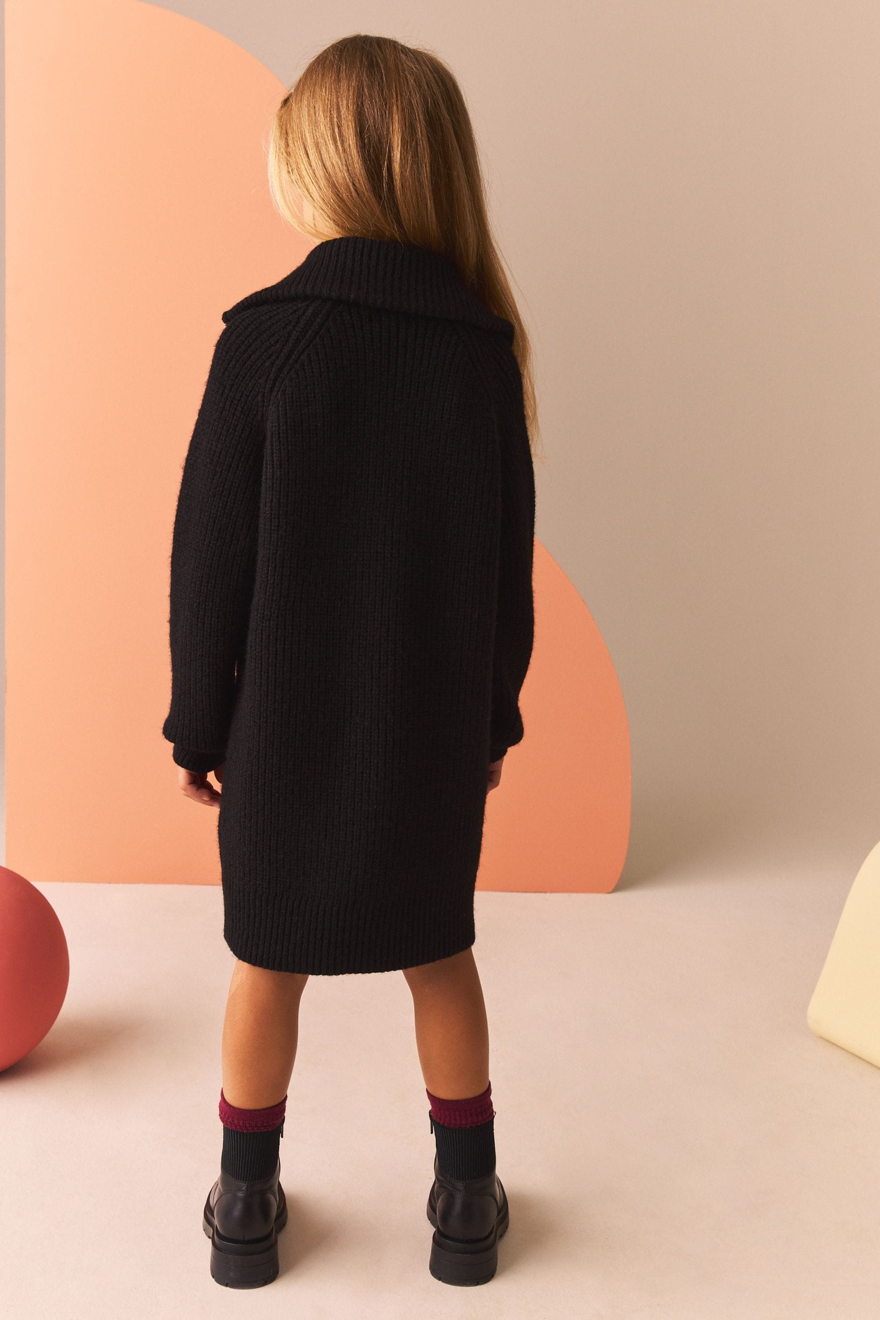 Black Zip Jumper Dress (3-16yrs)