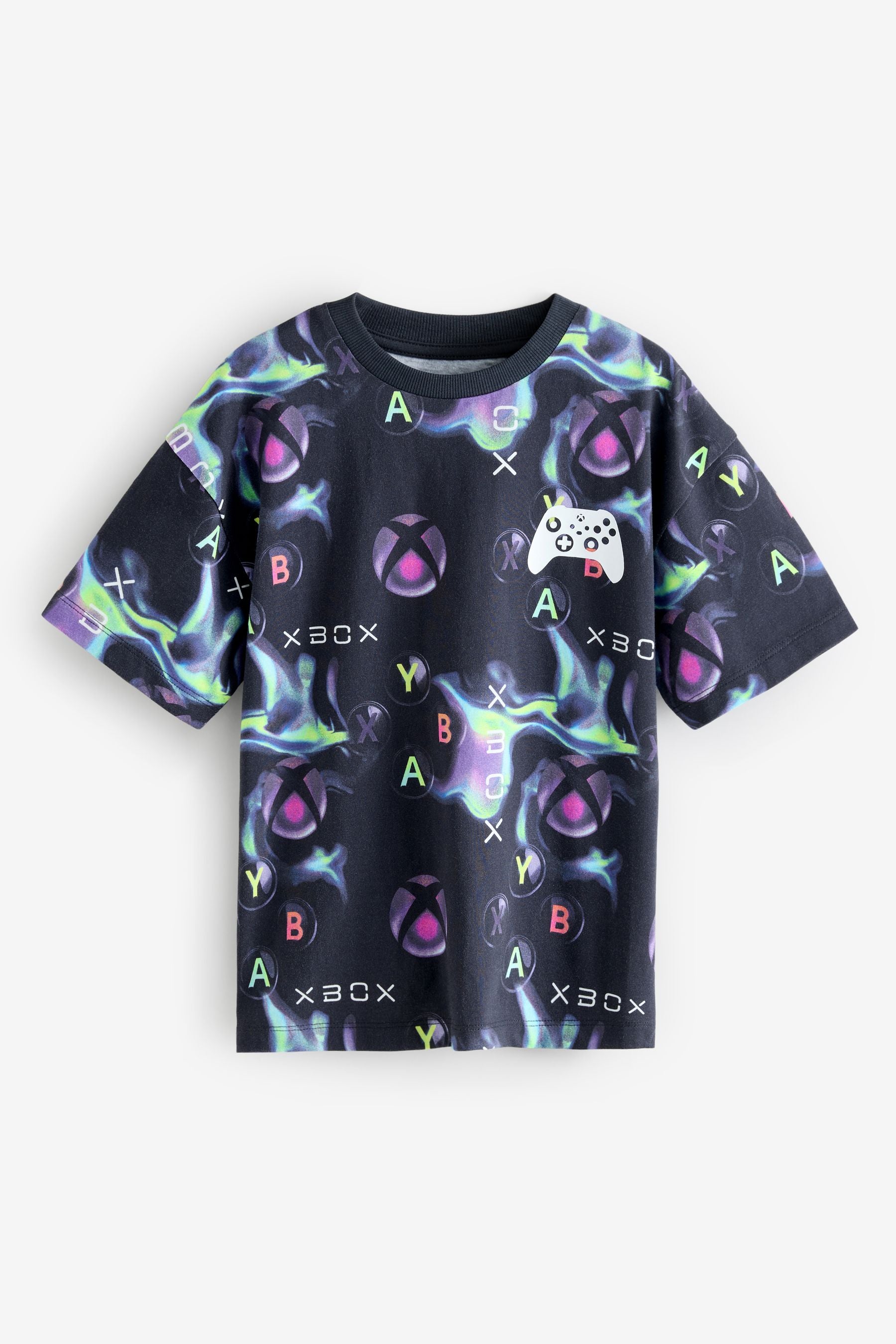 Black Xbox Flame Controller Short Sleeve T-Shirt (3-16yrs)