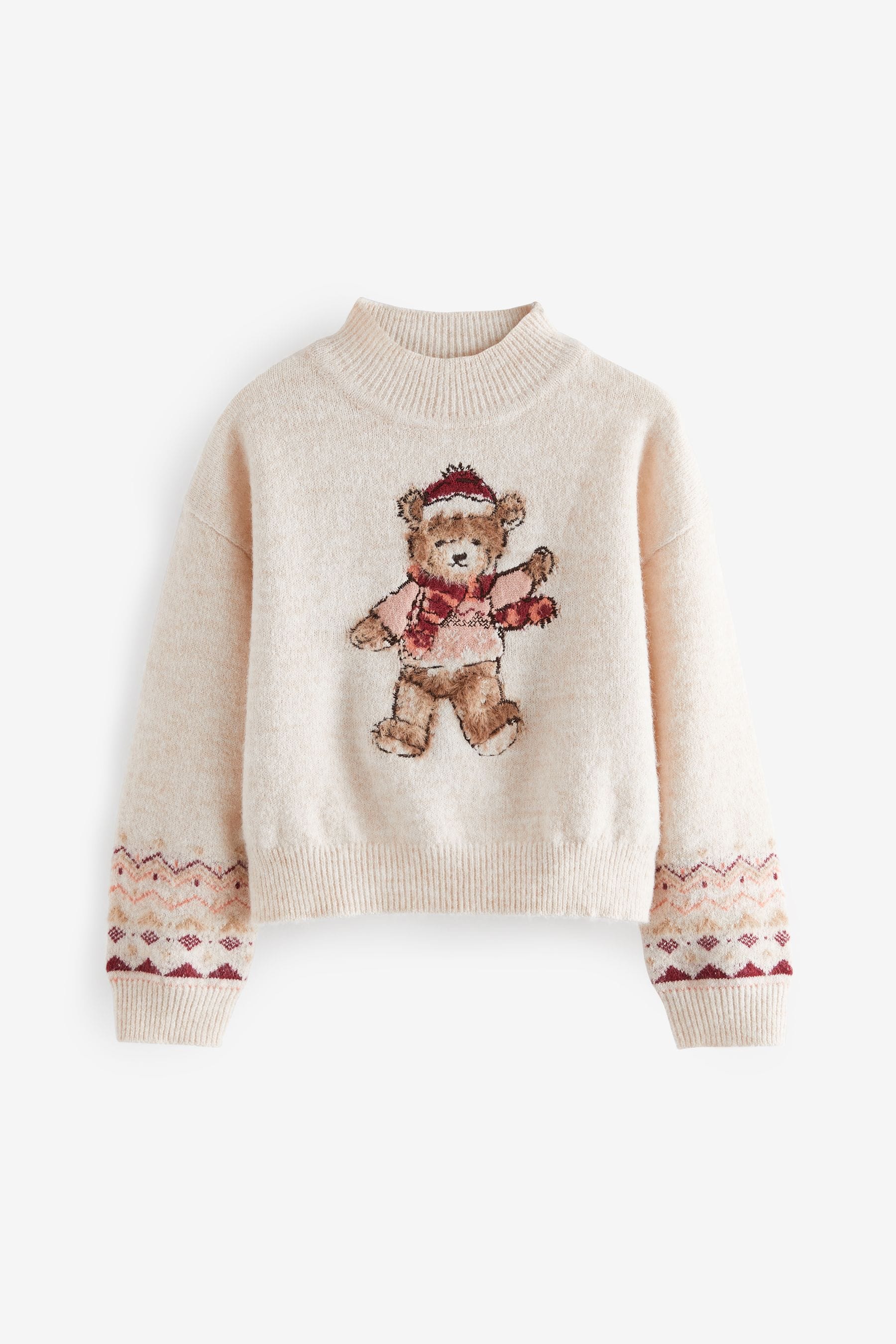 Ecru Christmas Bear Jumper (3-16yrs)