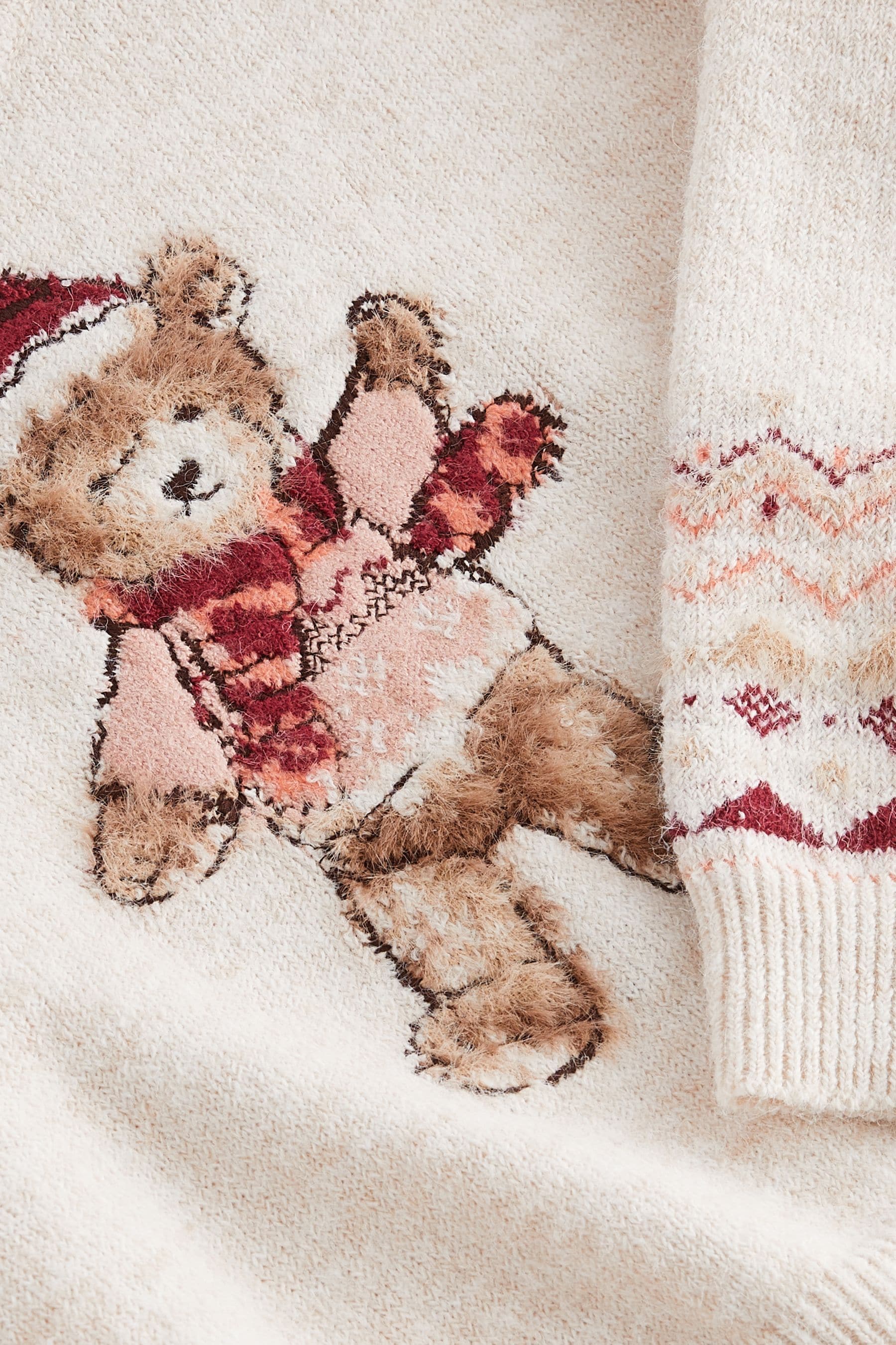 Ecru Christmas Bear Jumper (3-16yrs)