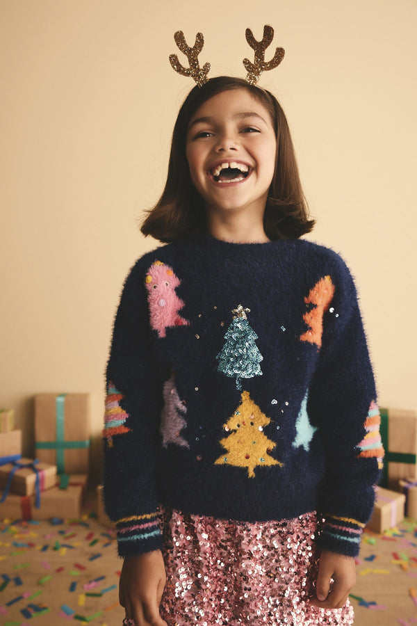 Blue Christmas Tree Jumper (3-16yrs)