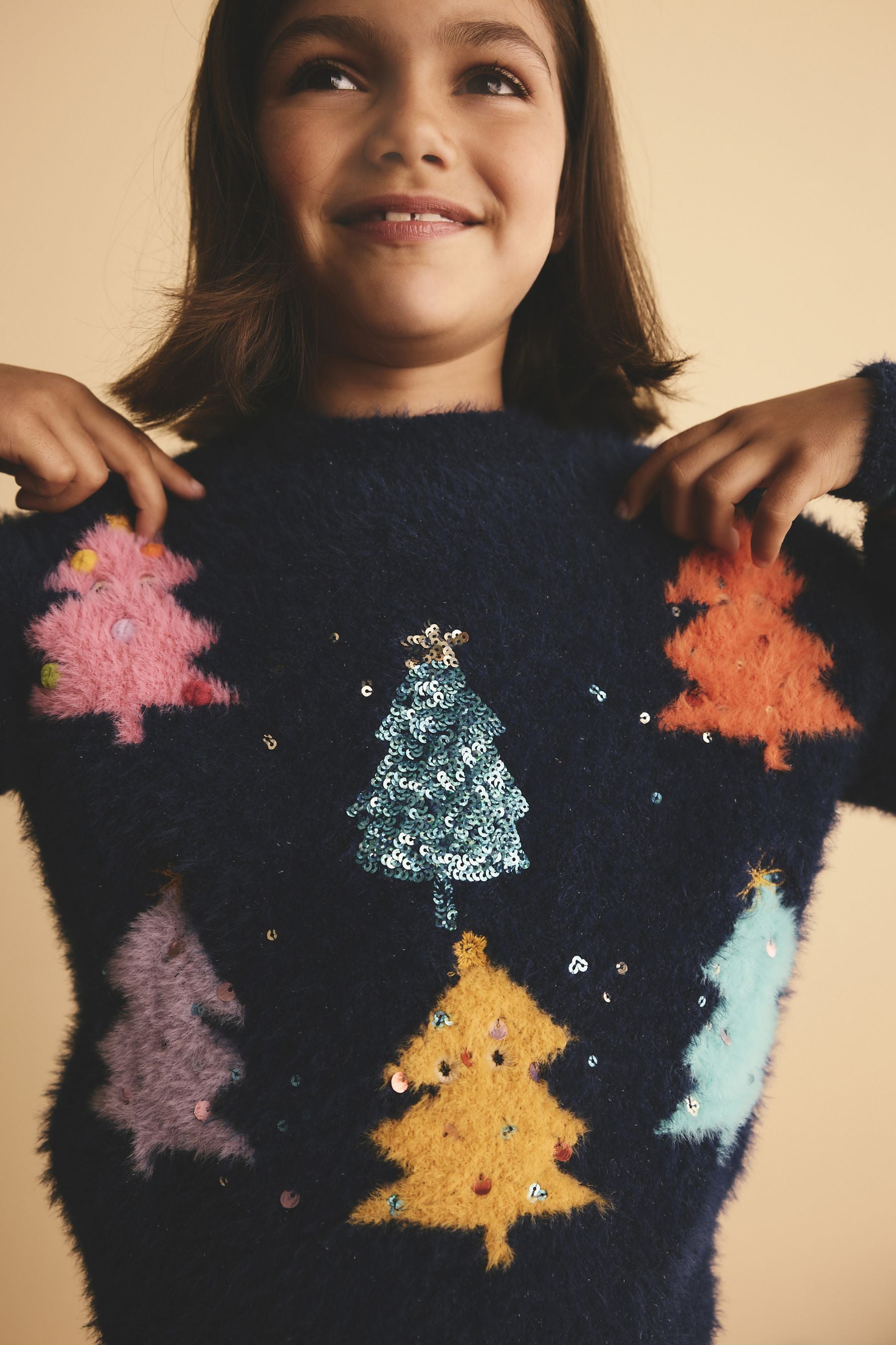 Blue Christmas Tree Jumper (3-16yrs)