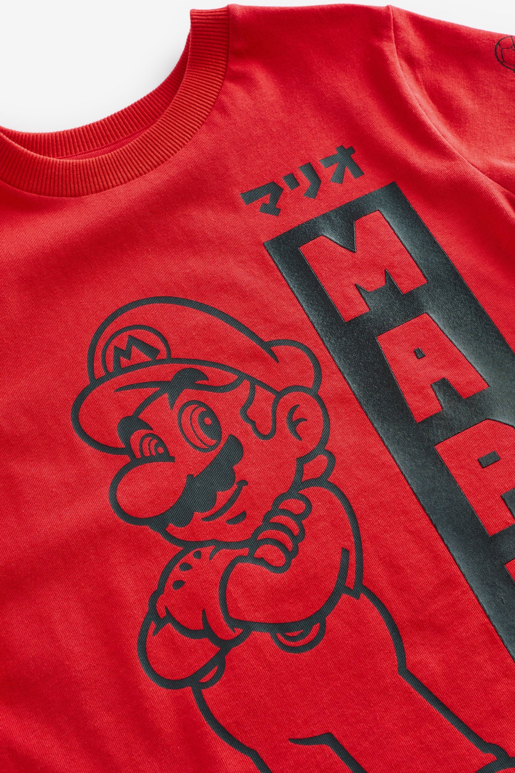 Red/Black Japan Mario Mario Gaming 100% Cotton T-Shirt (3-16yrs)