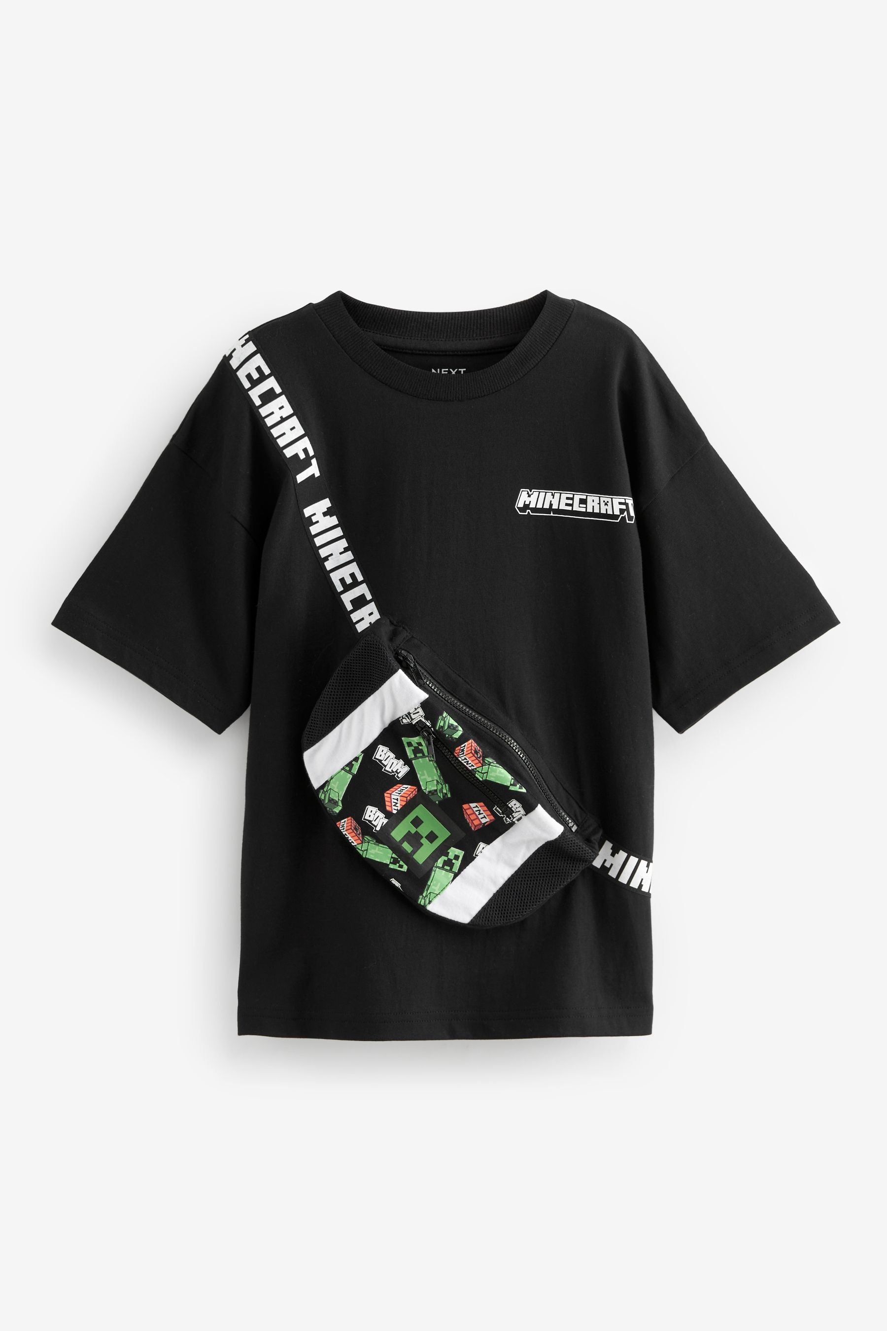 Black Licensed Minecraft Bag T-Shirt (3-16yrs)