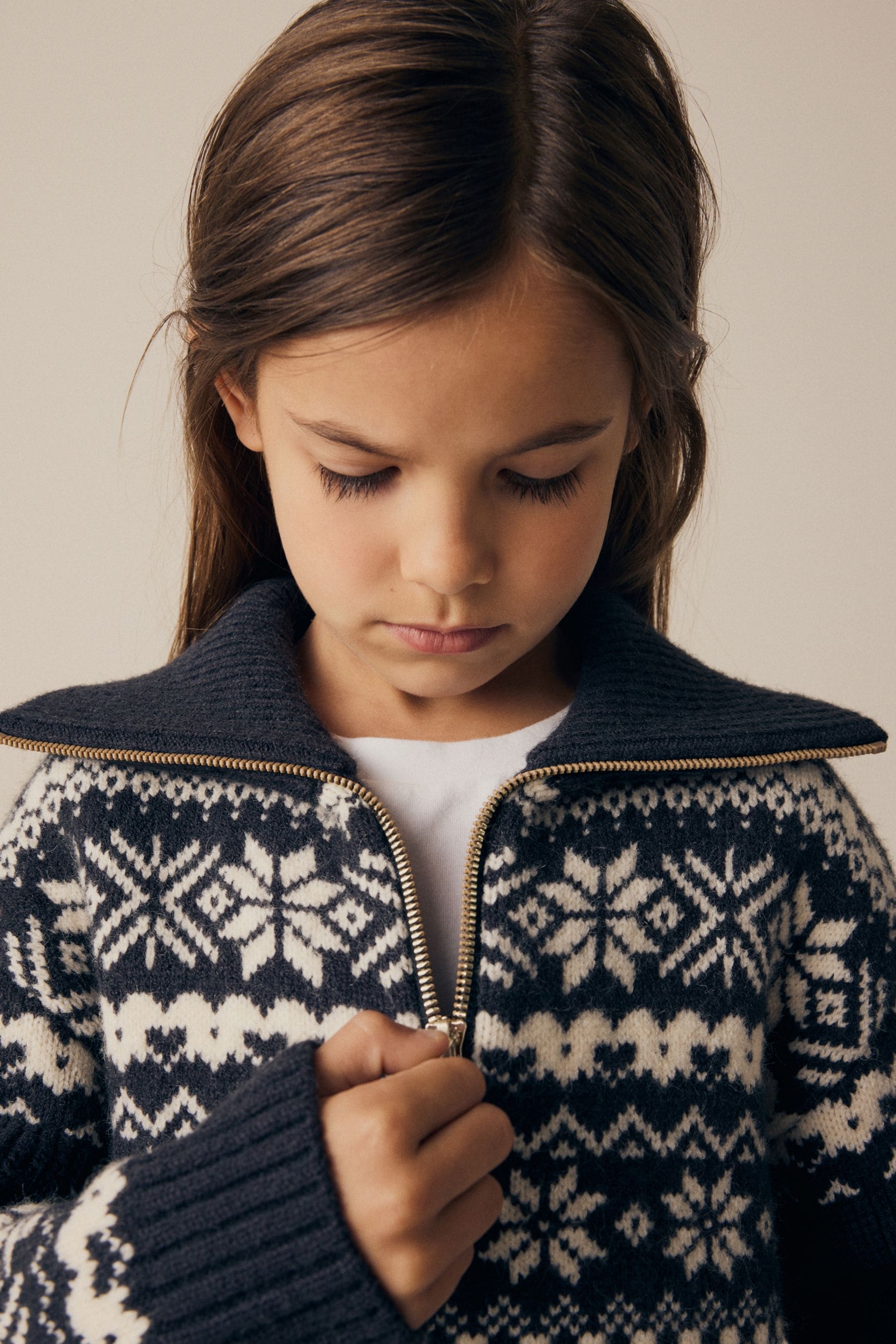 Black/White Matching Family Kids Christmas Fairisle Pattern Jumper (3-16yrs)