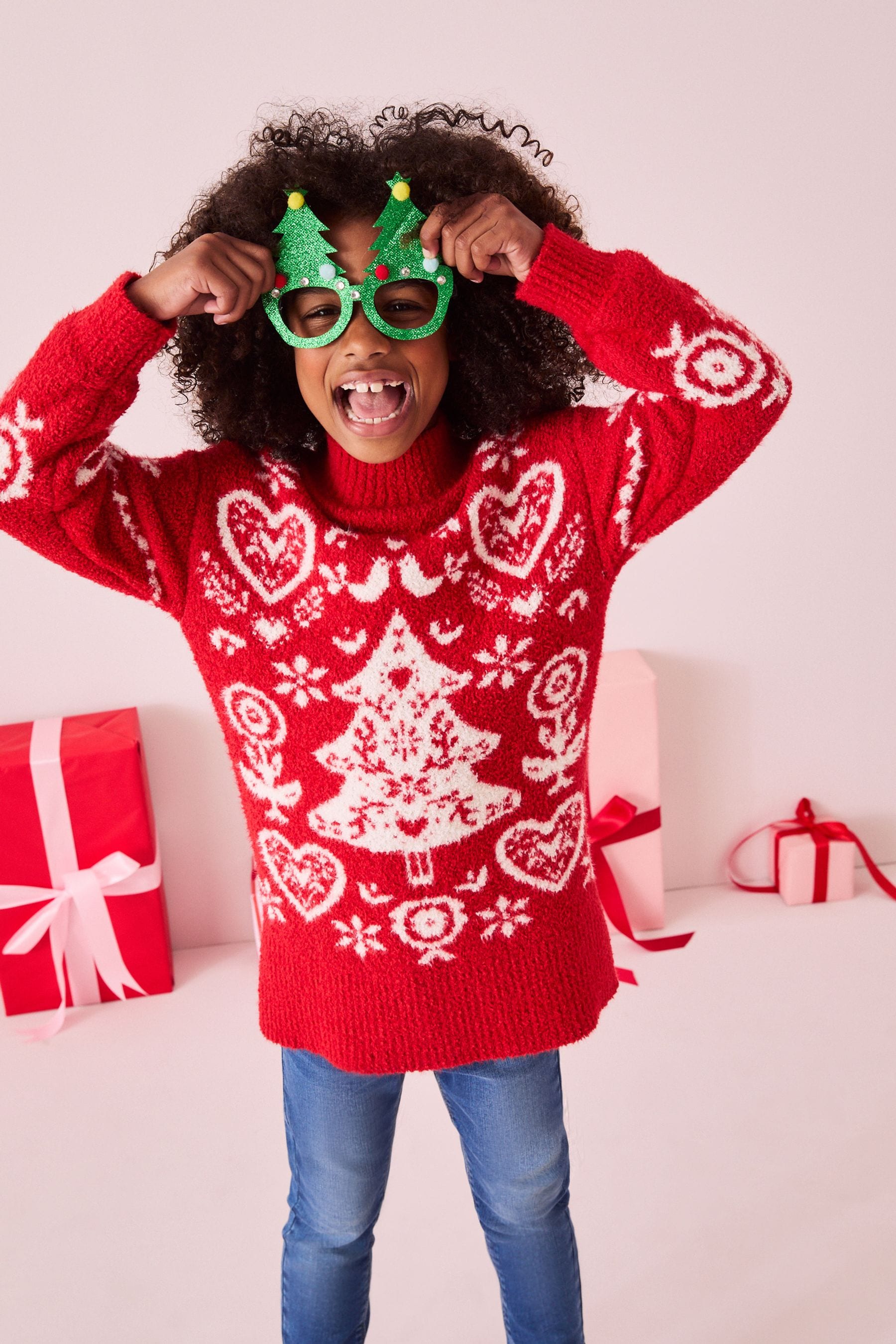 Red Christmas Jumper Dress (3-16yrs)