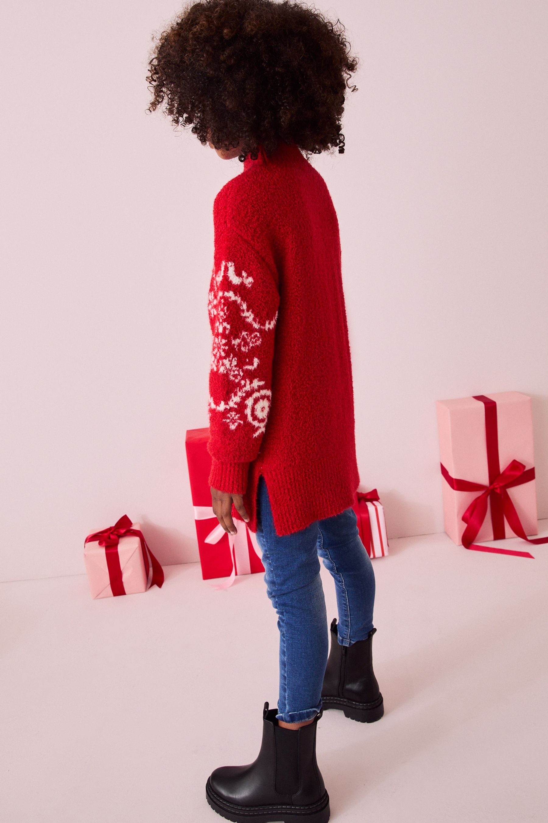 Red Christmas Jumper Dress (3-16yrs)