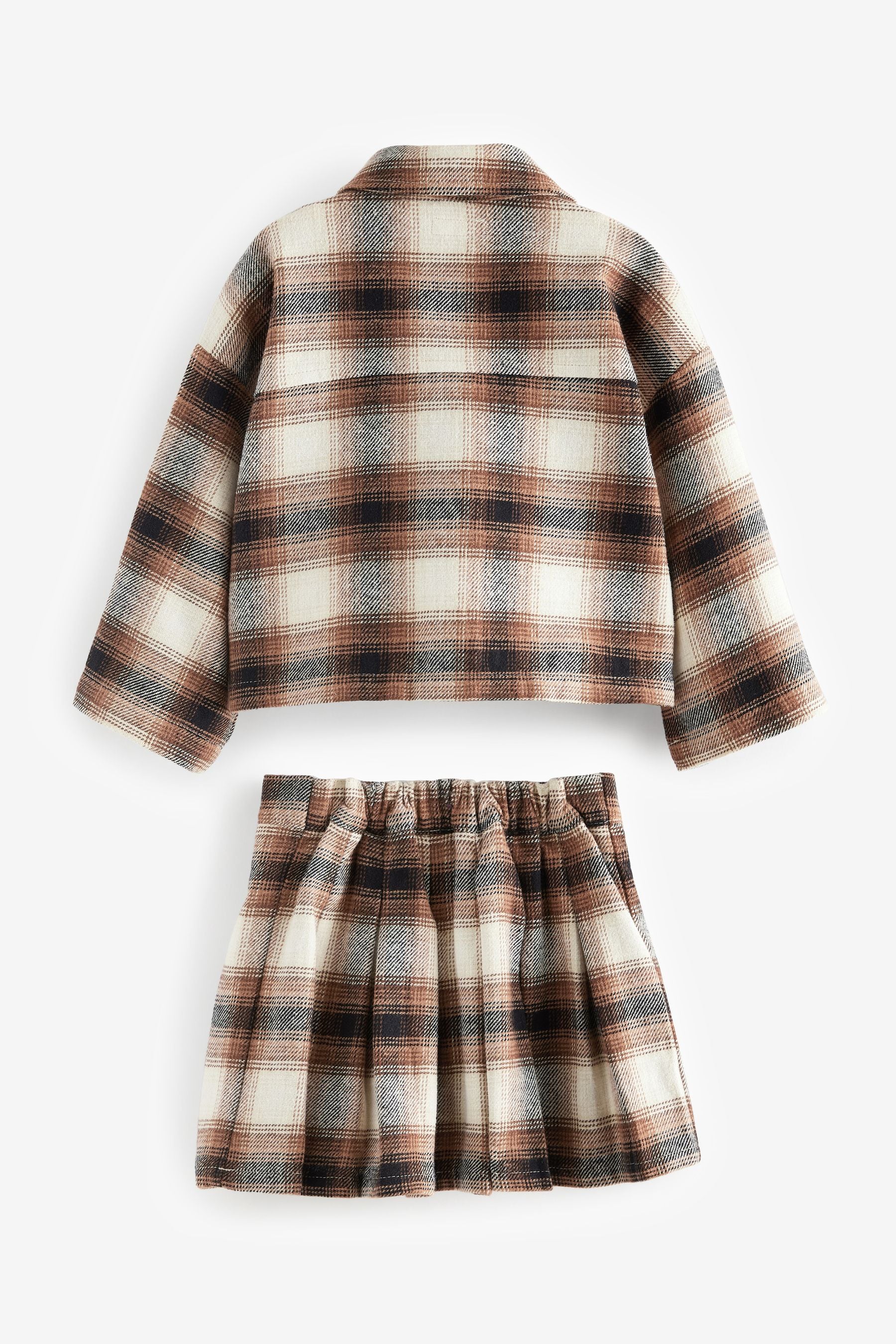 Neutral 100% Cotton Check Shirt and Skirt Set (3mths-7yrs)