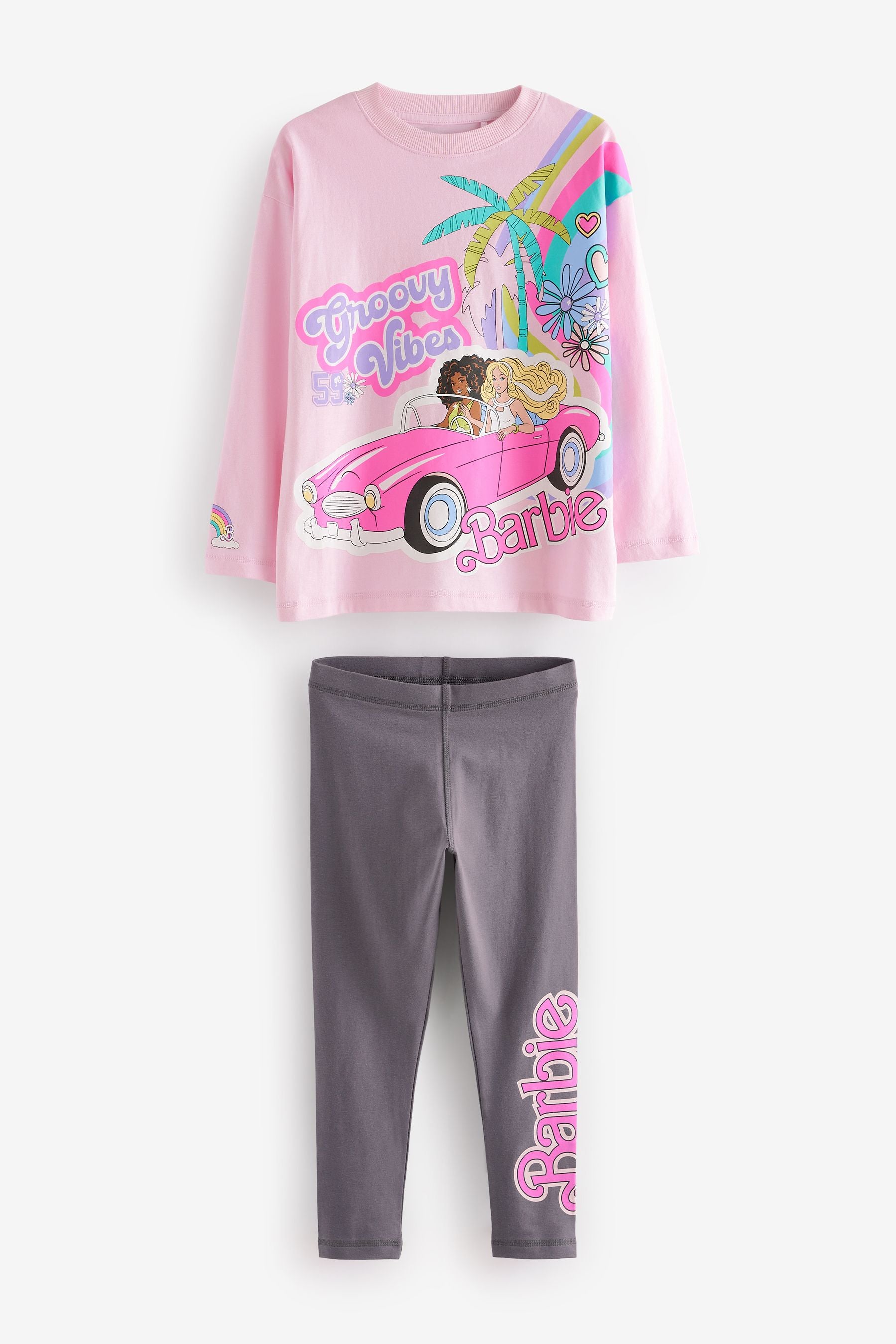 Pink/Grey Barbie License 100% Cotton Pyjamas (3-12yrs)