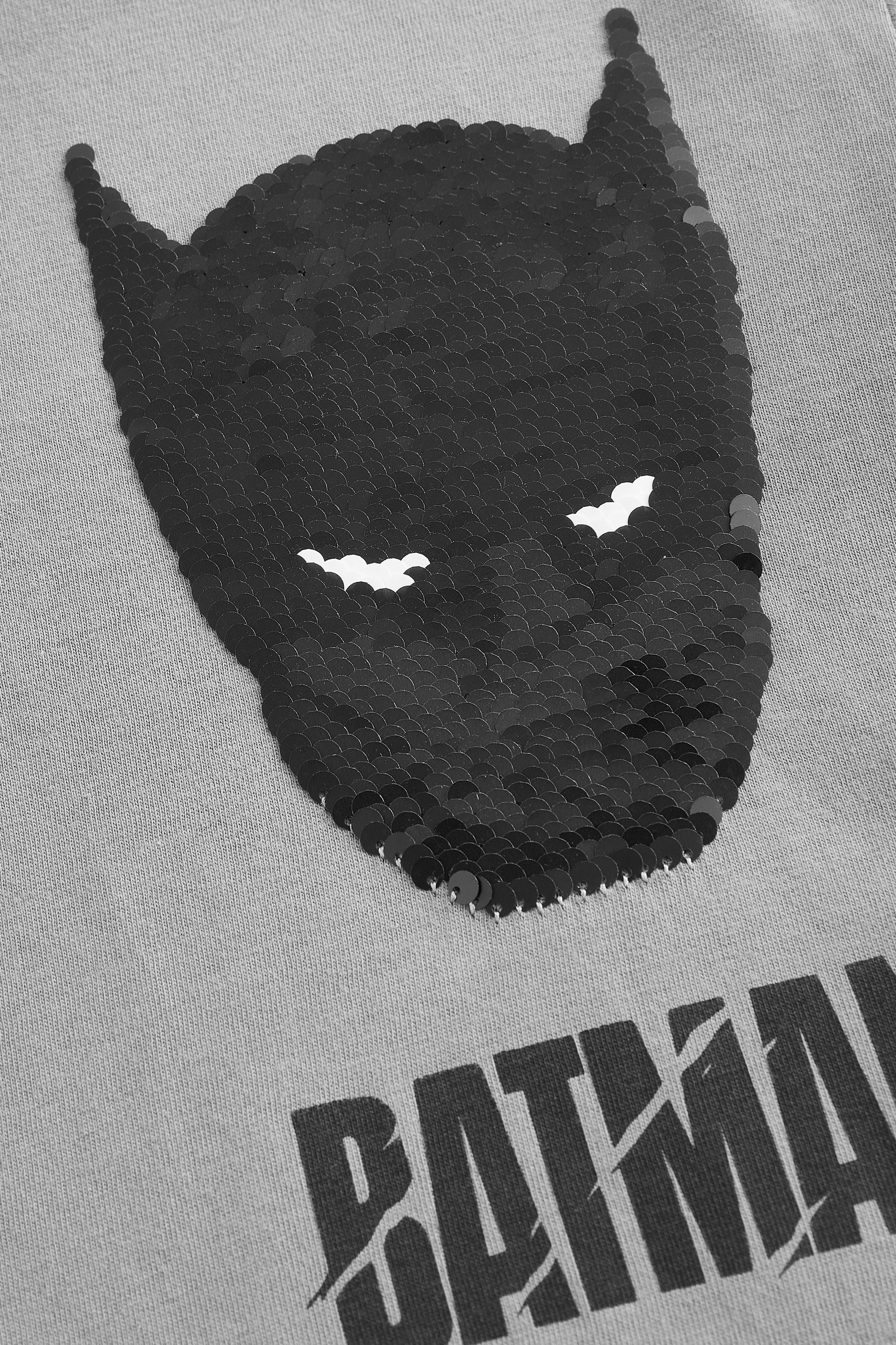 Charcoal Grey Batman Licensed Flippy Sequin Long Sleeve T-Shirt (3-14yrs)