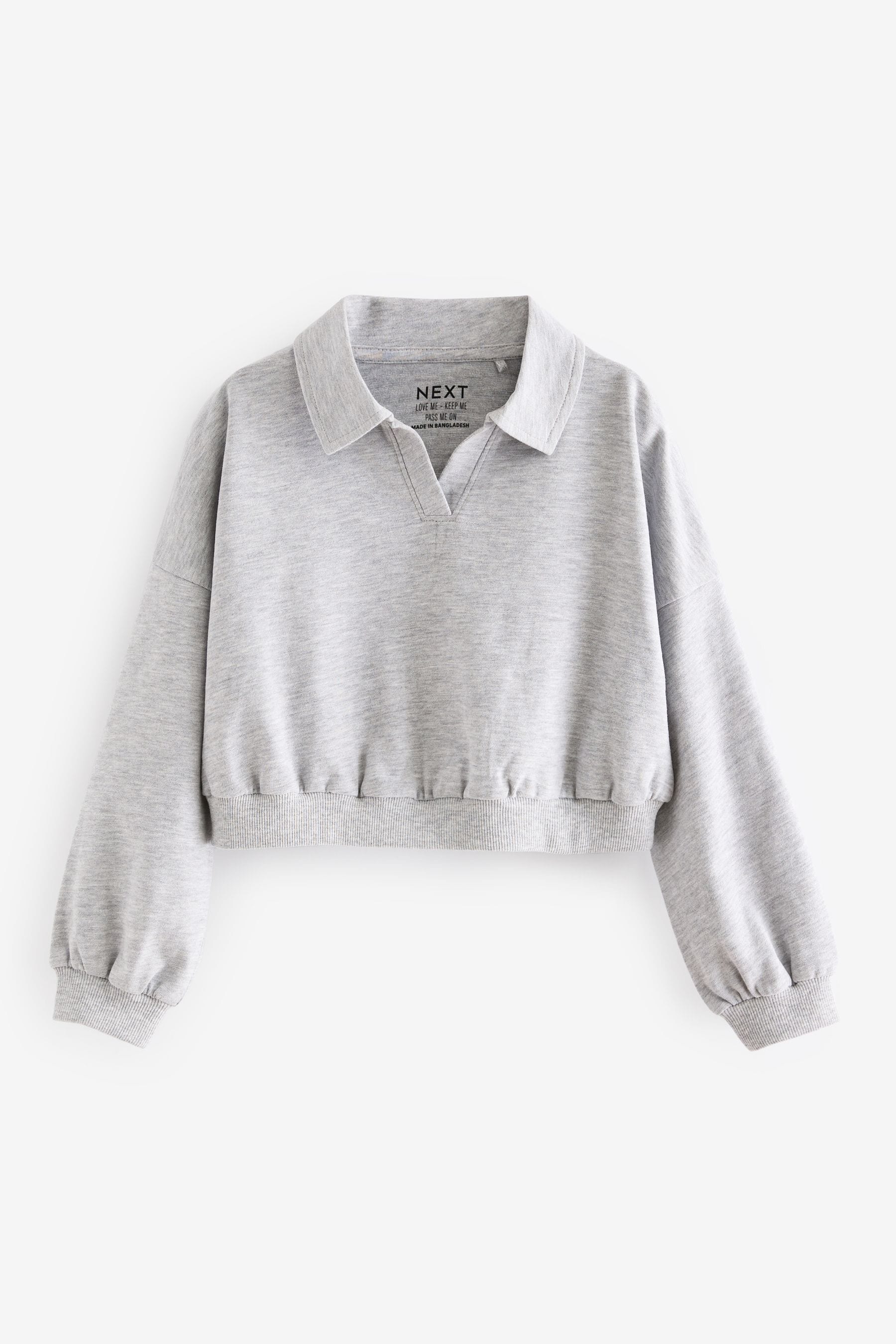 Grey 100% Cotton Collared Boxy Sweatshirt (3-16yrs)