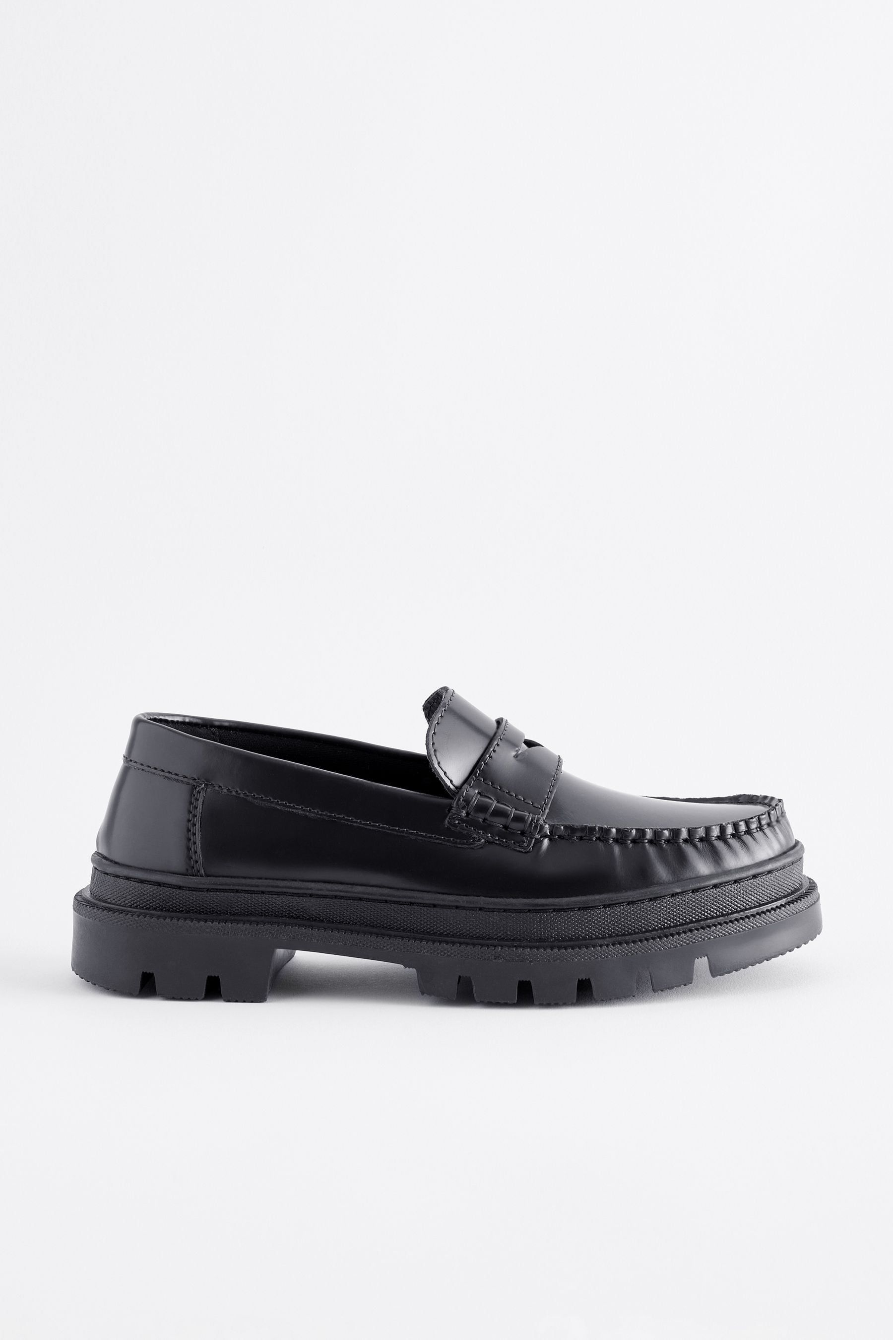 Black School Leather Loafers