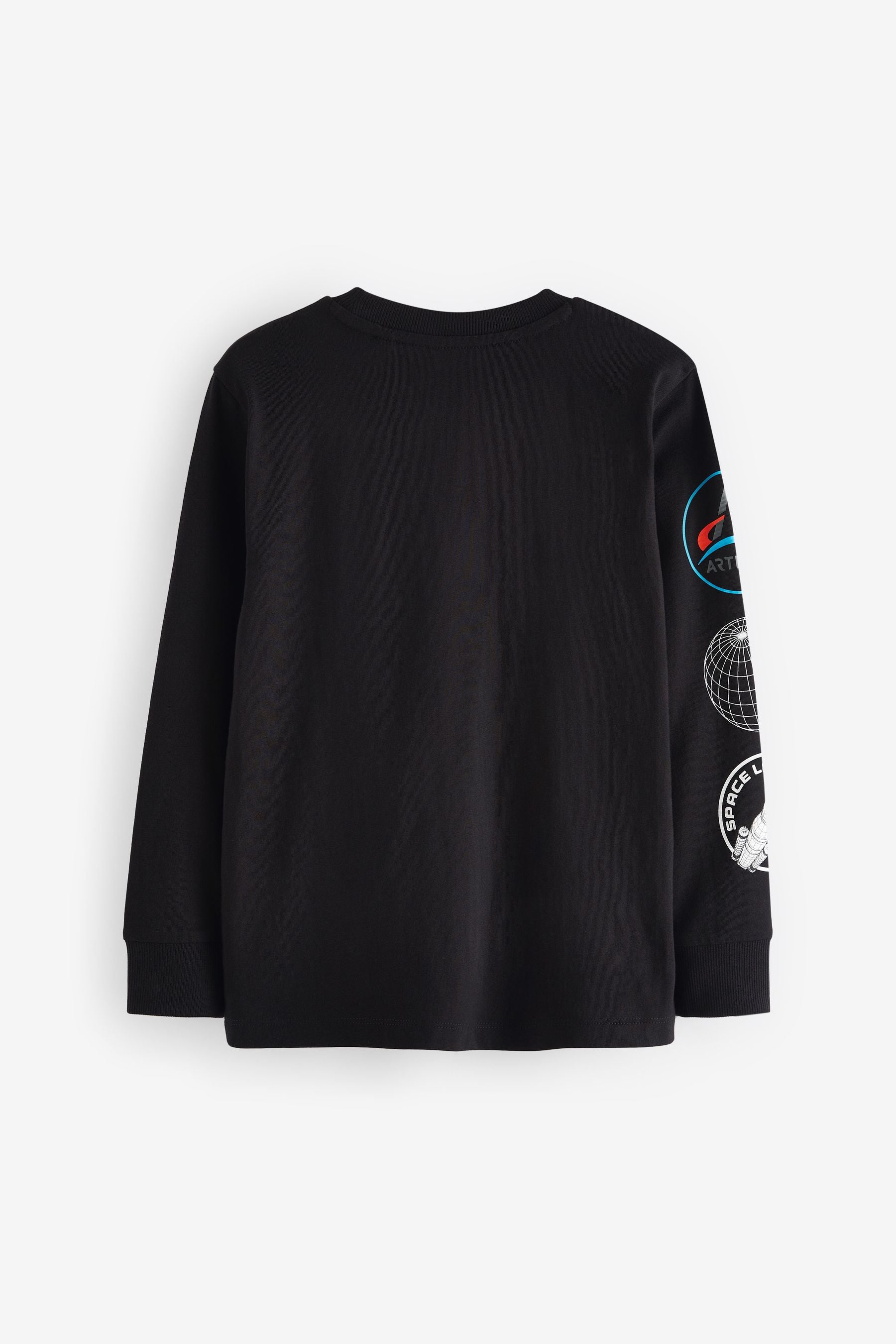 Black Licensed NASA Long Sleeve 100% Cotton T-Shirt (3-16yrs)