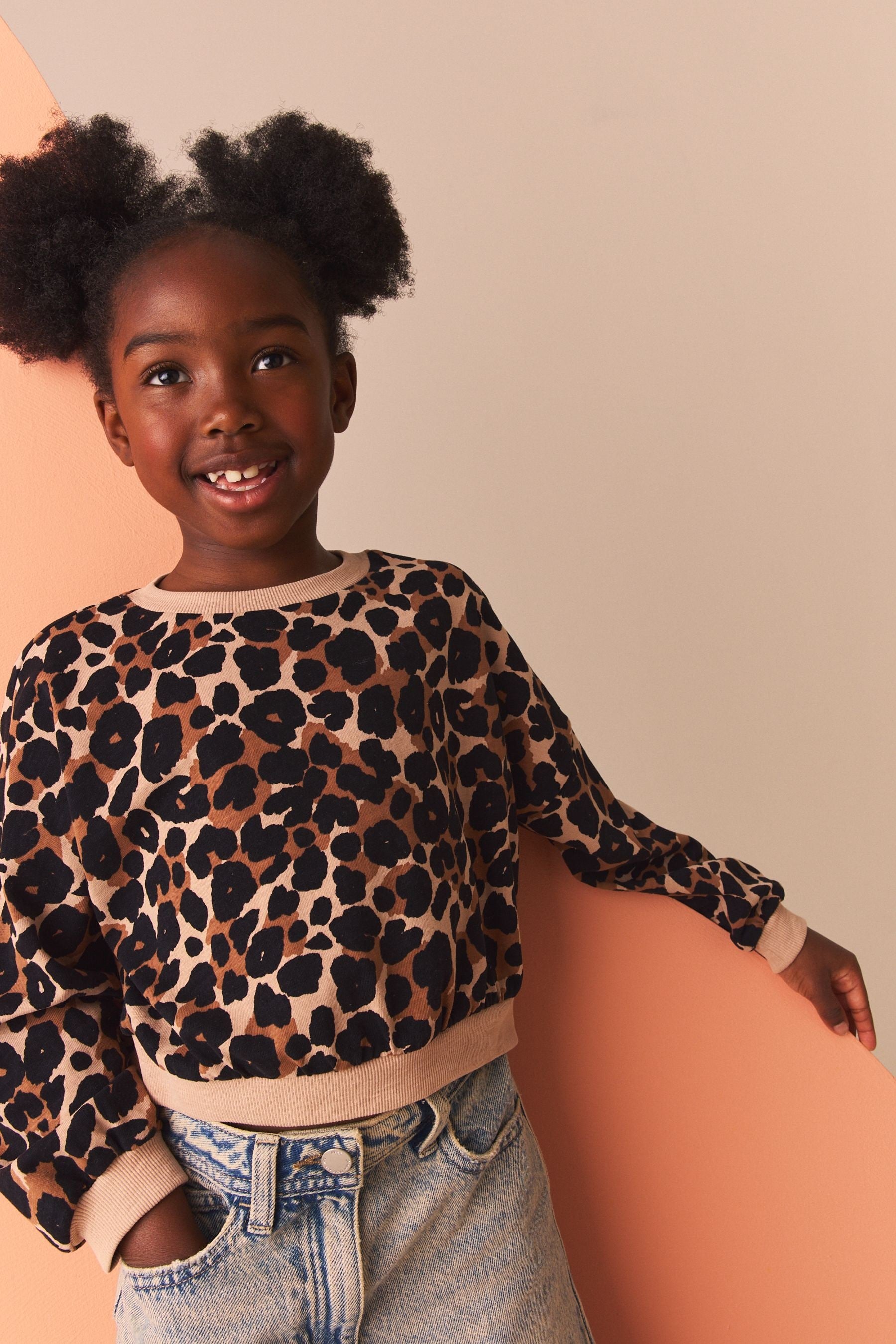 Animal Print 100% Cotton Boxy Long Sleeve Sweatshirt (3-16yrs)