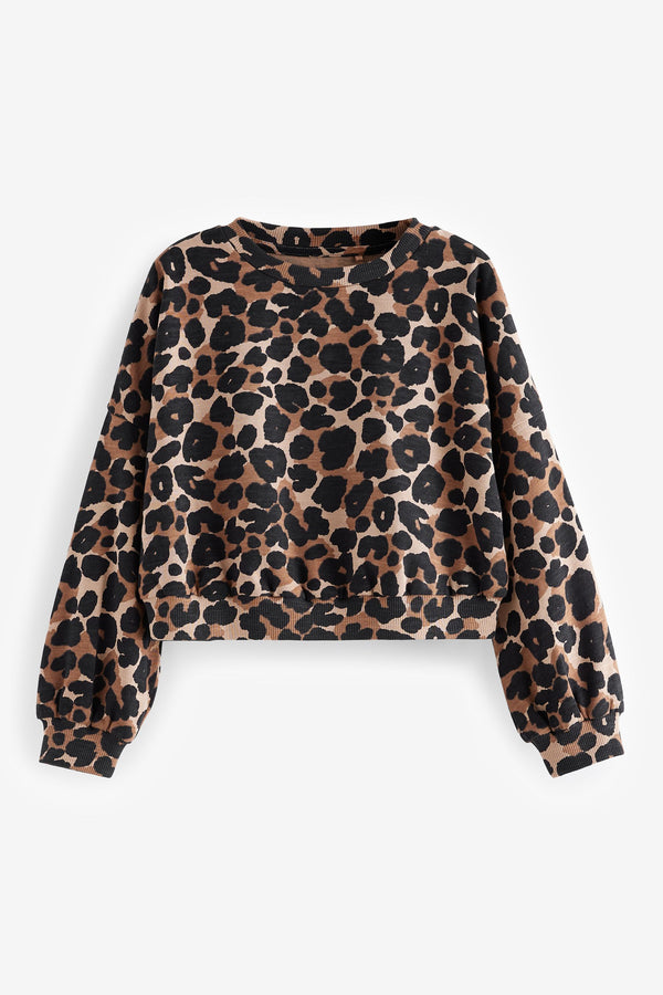 Animal Print 100% Cotton Boxy Long Sleeve Sweatshirt (3-16yrs)