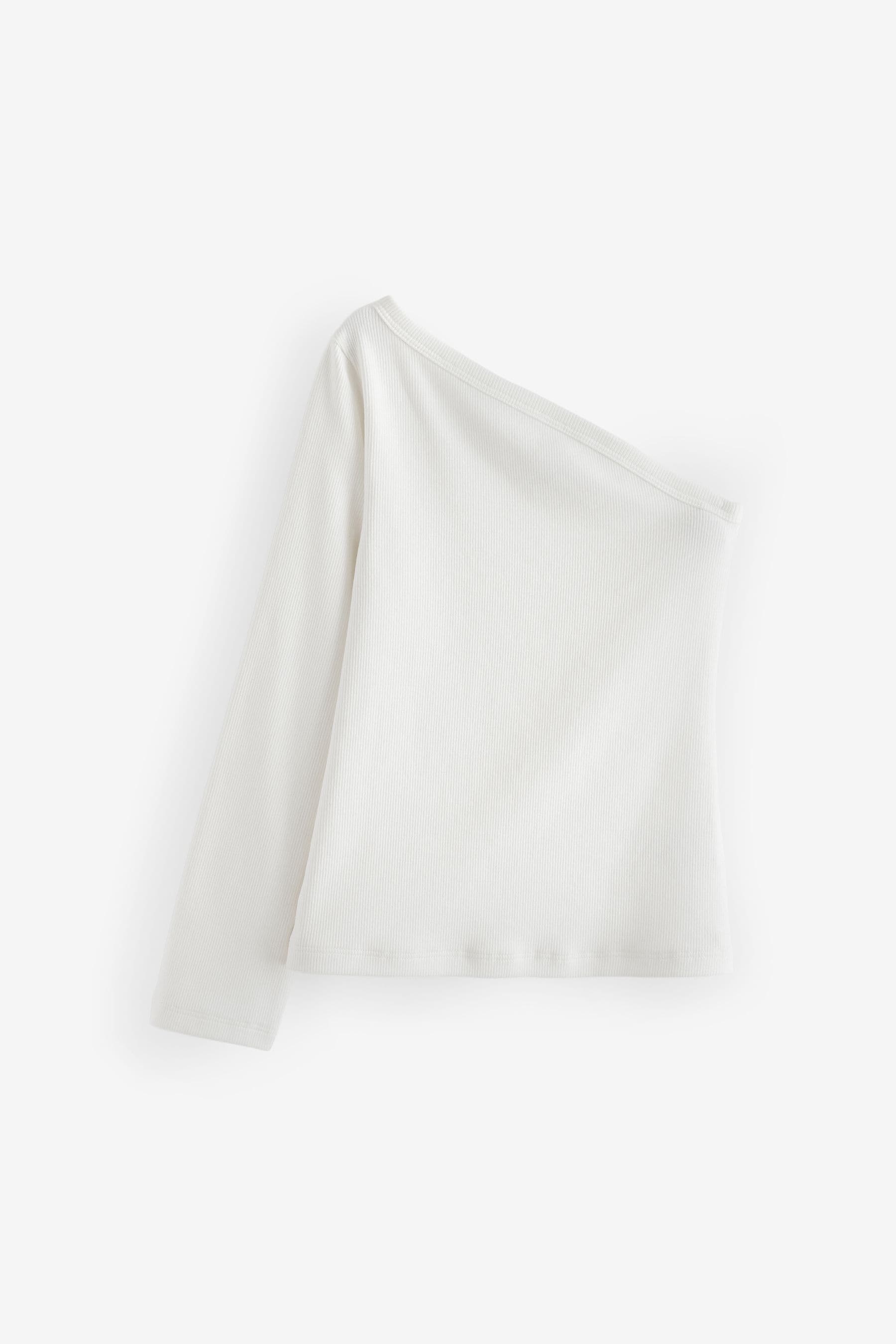 White Long Sleeve One Shoulder Top (3-16yrs)