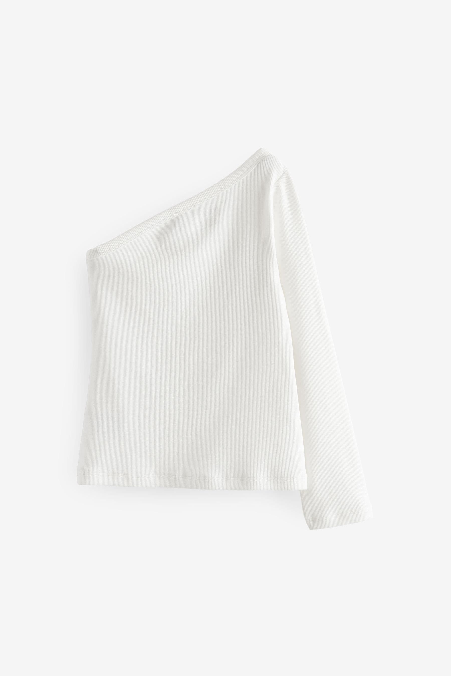 White Long Sleeve One Shoulder Top (3-16yrs)