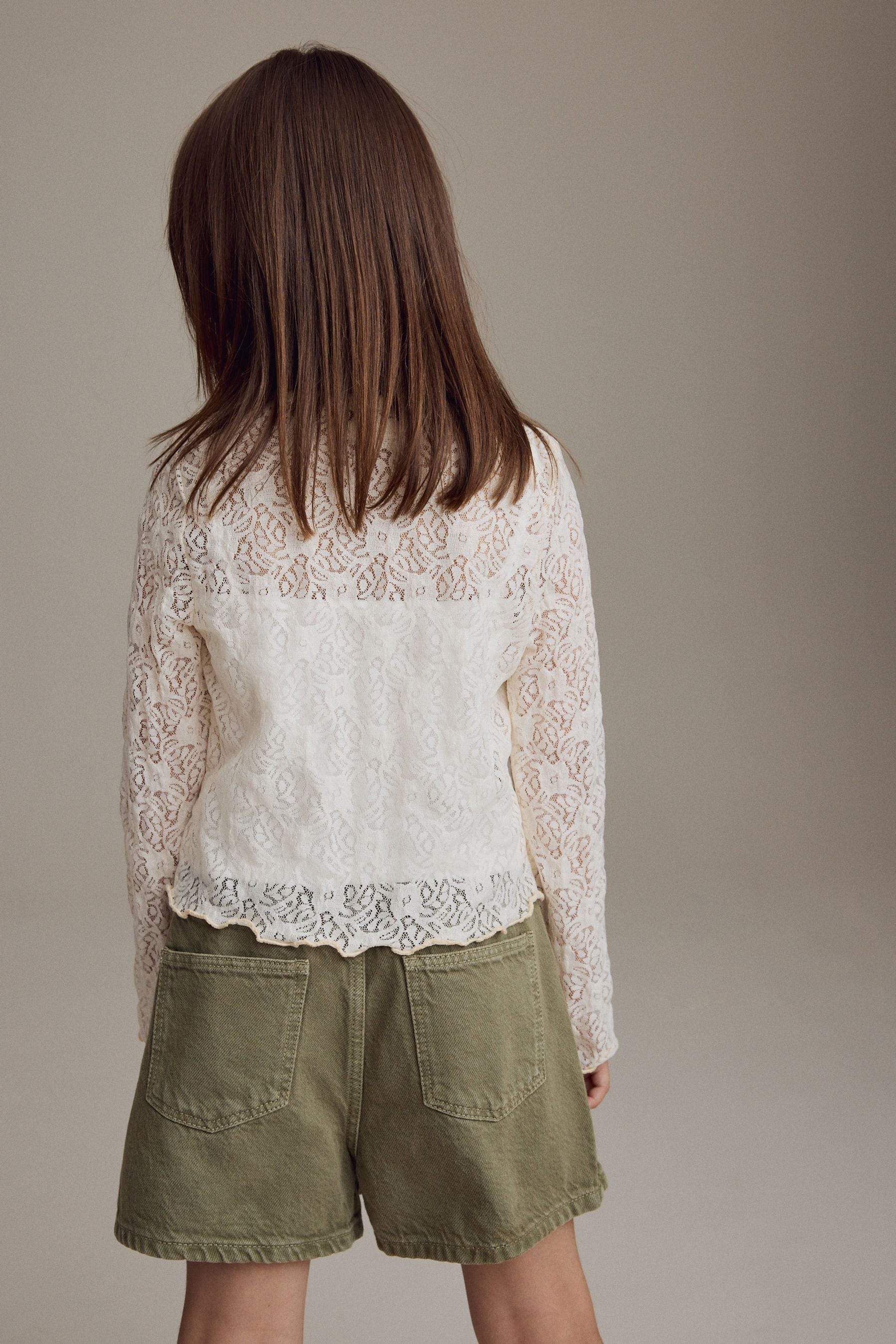 Cream 100% Cotton Lace Top with Vest (3-16yrs)