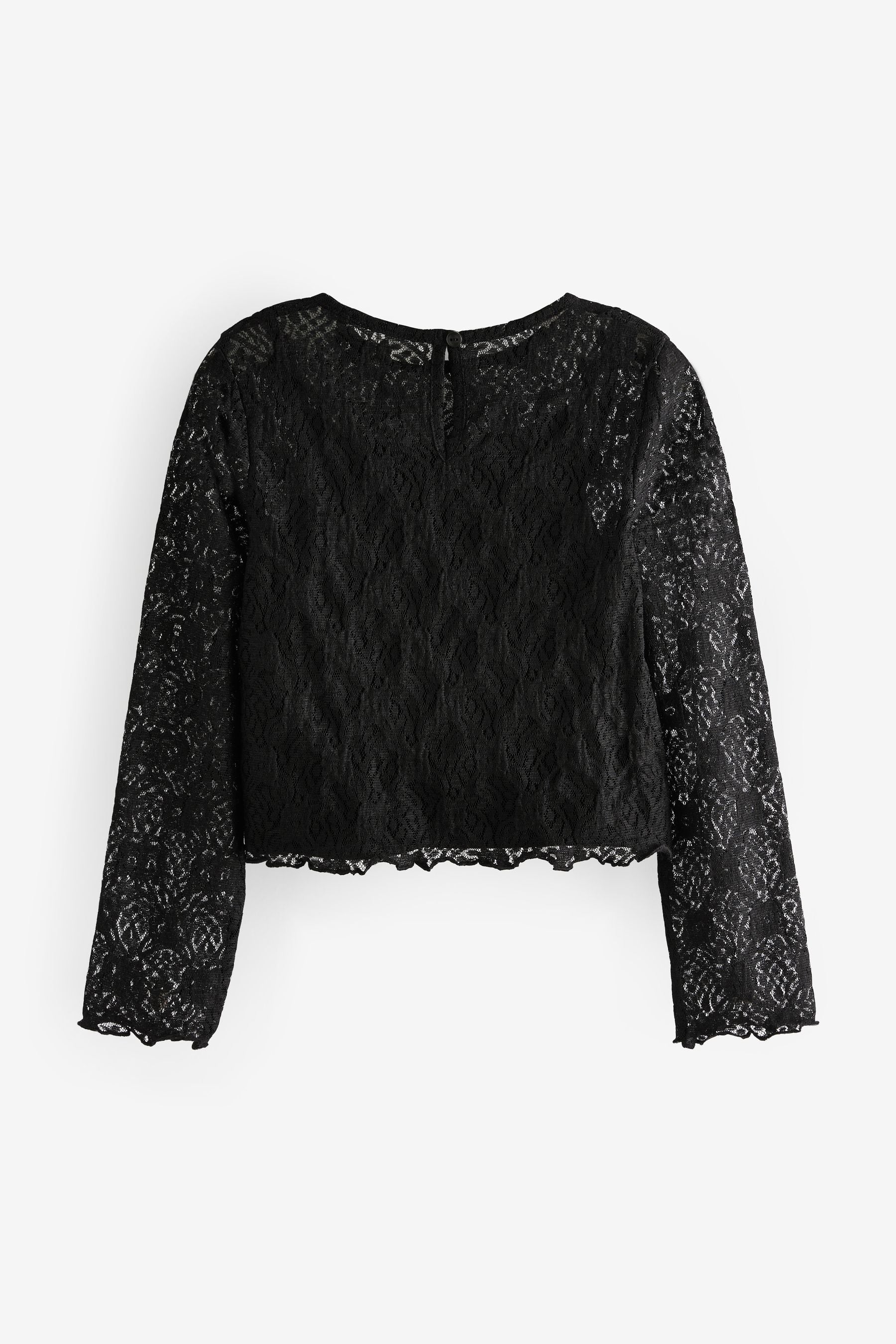 Black 100% Cotton Lace Top with Vest (3-16yrs)