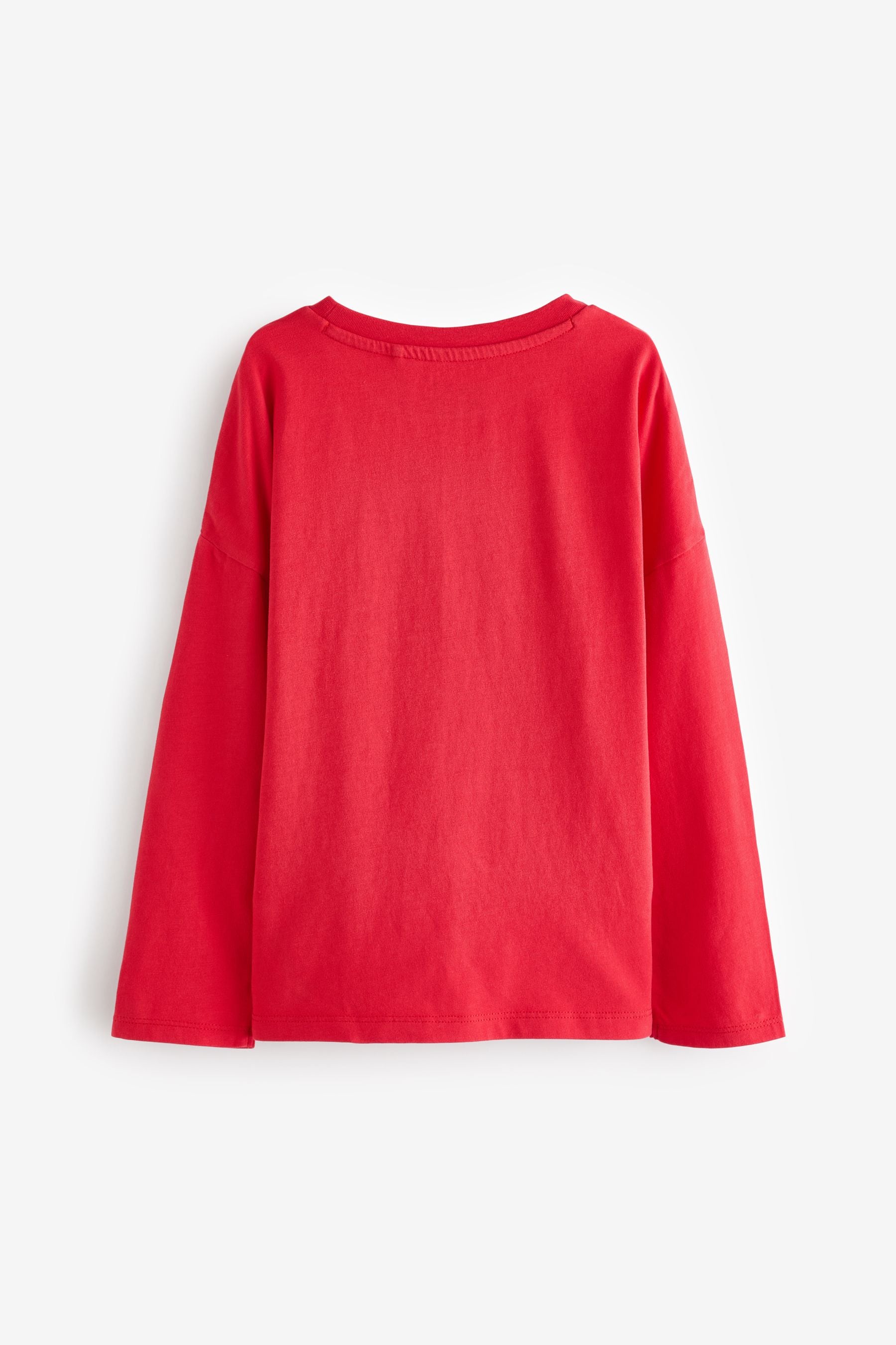 Red 100% Cotton Sequin Heart Long Sleeve T-Shirt (3-16yrs)