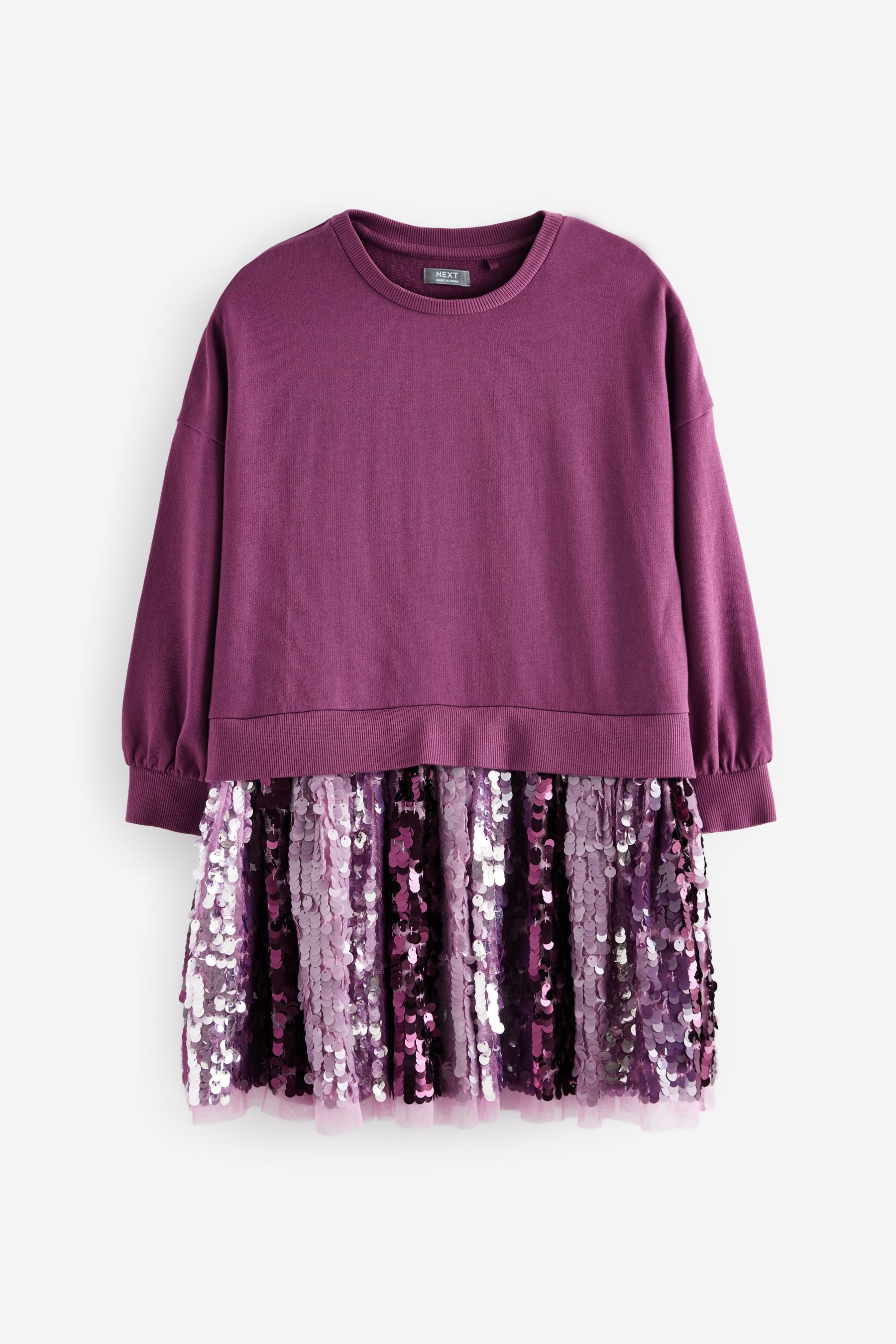 Purple Sequin Sweat Dress (3-12yrs)